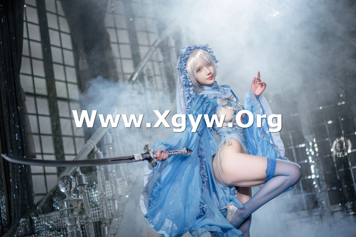 Xgyw.Org_动漫博主阿包也是兔娘冰雪2B主题性感蓝色薄纱配蓝色情趣连体衣秀完美身材诱惑写真42P
