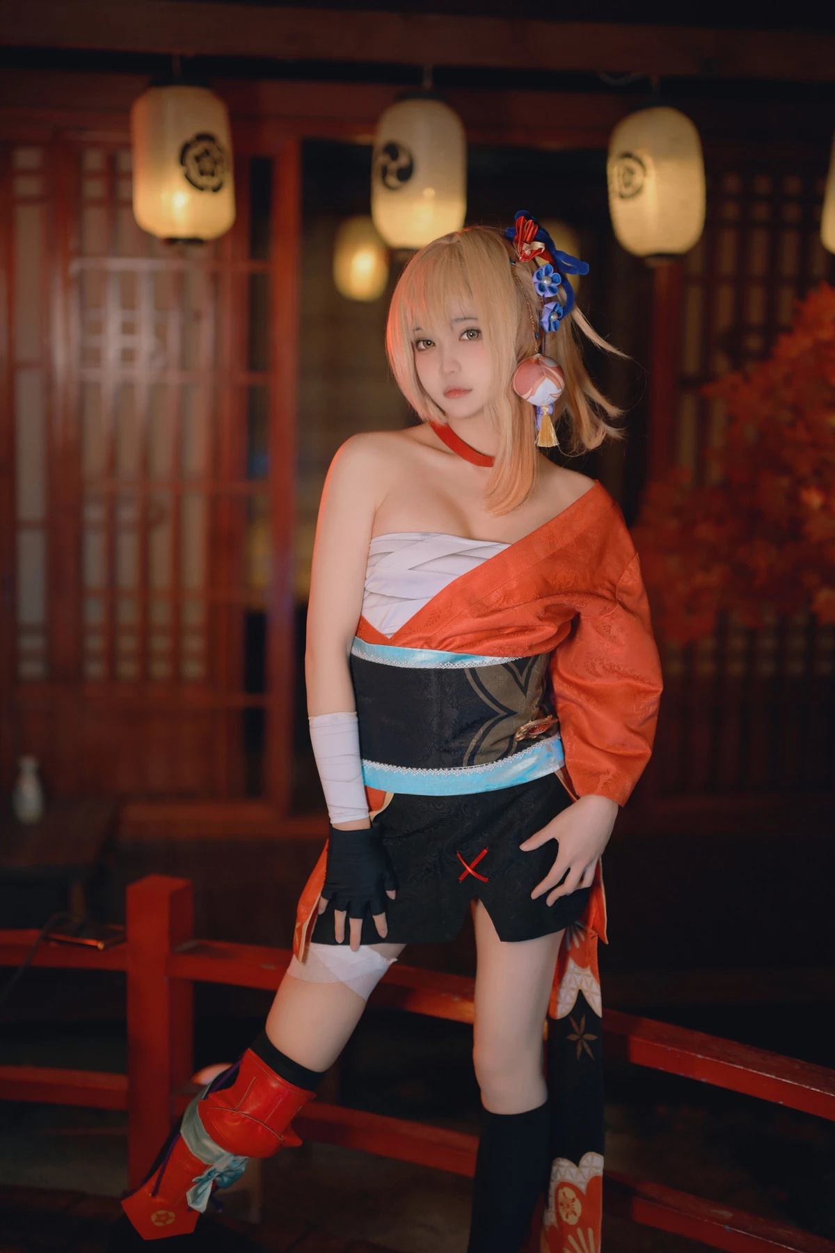 Xgyw.Org_Coser美女莱可Raika原神宵宮主题私房性感日系服饰半脱露白色内衣秀曼妙身姿诱惑写真80P