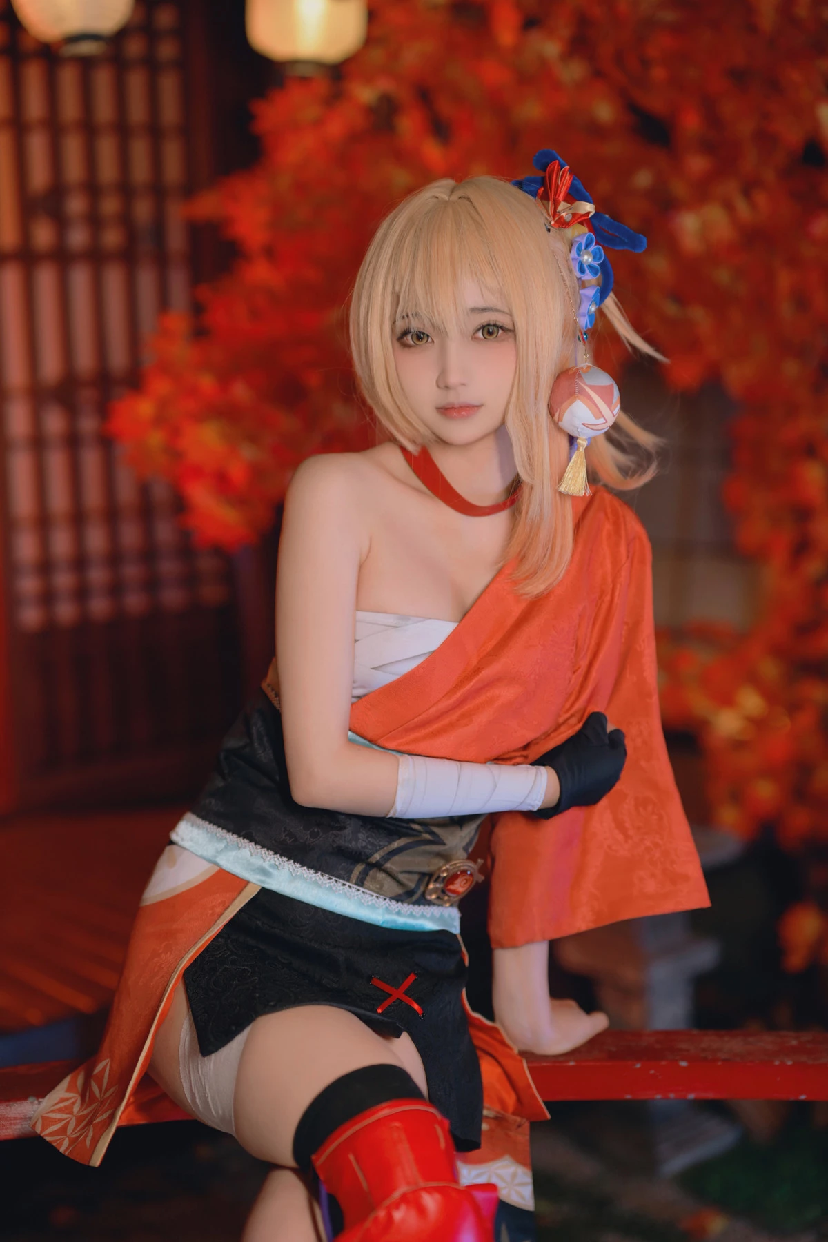 Xgyw.Org_Coser美女莱可Raika原神宵宮主题私房性感日系服饰半脱露白色内衣秀曼妙身姿诱惑写真80P