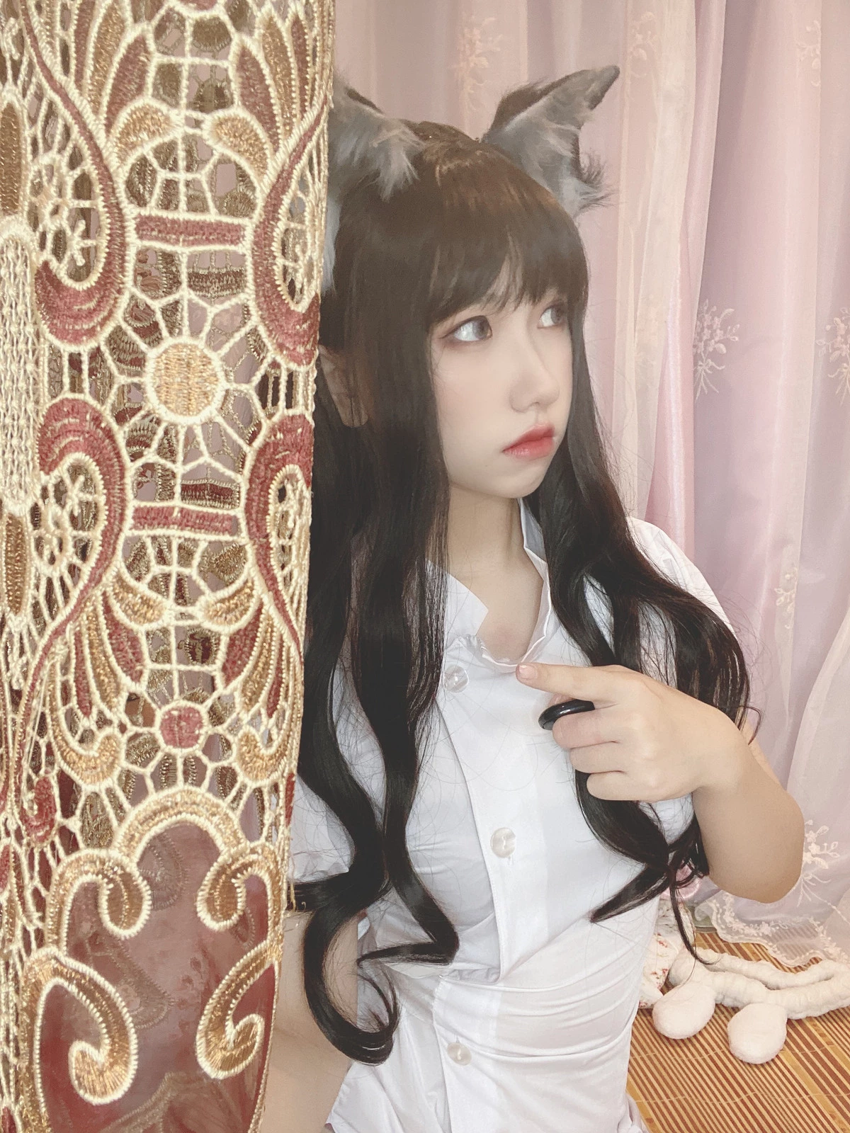 Xgyw.Org_微博美少女芋圆侑子兽娘风俗店主题性感狼少女装扮红色蕾丝内衣配超薄肉丝秀美腿诱惑写真96P