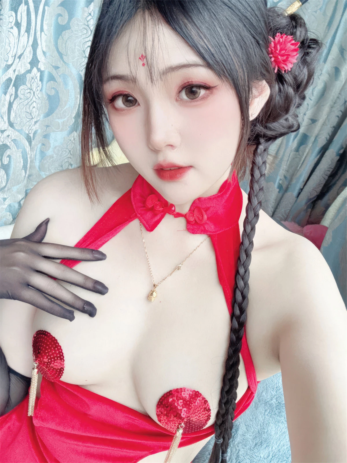 Xgyw.Org_网络美女Natsuko夏夏子龙年新春主题私房性感红色情趣服饰配黑丝吊袜秀曼妙身姿诱惑写真45P