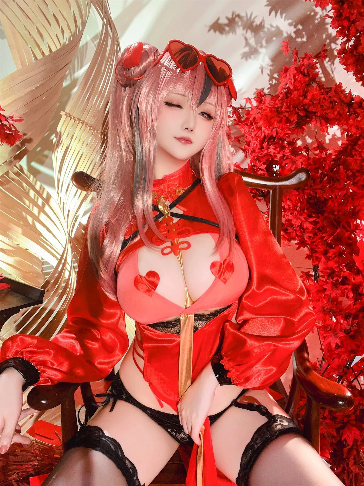 Xgyw.Org_Coser小姐姐星之迟迟布莱默顿新年旗袍主题性感红色情趣旗袍配黑丝吊袜秀丰满身材诱惑写真84P
