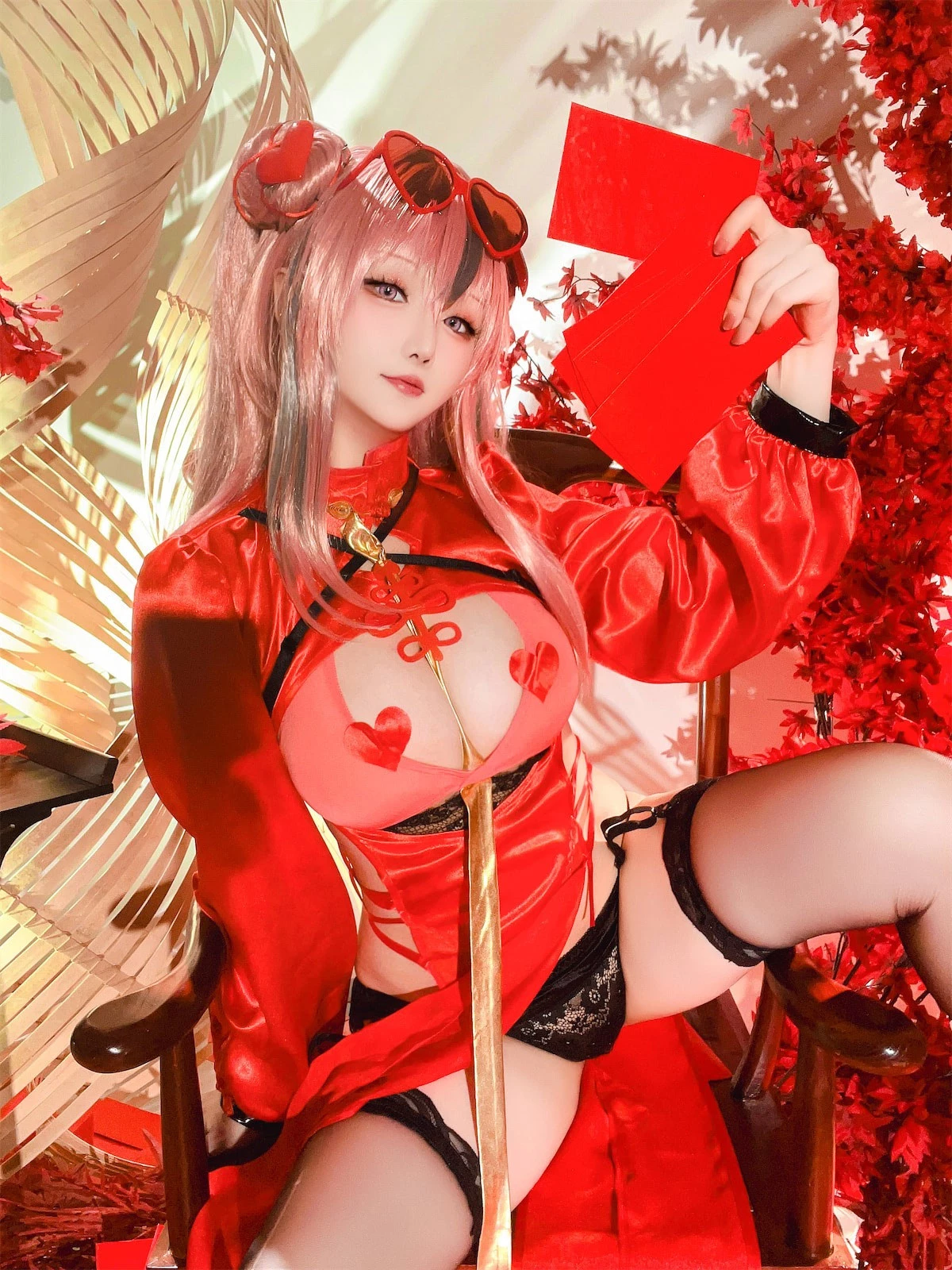 Xgyw.Org_Coser小姐姐星之迟迟布莱默顿新年旗袍主题性感红色情趣旗袍配黑丝吊袜秀丰满身材诱惑写真84P