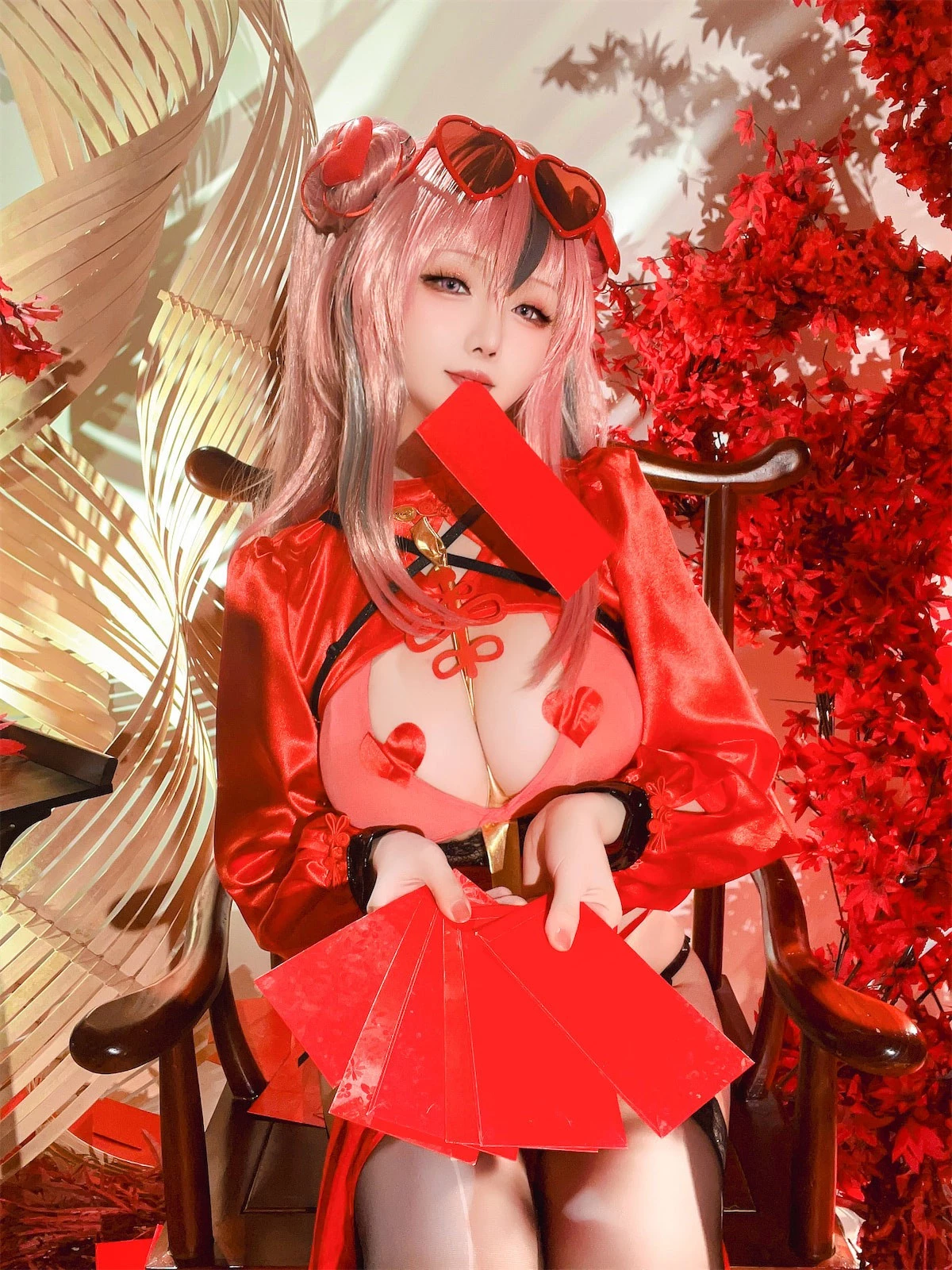 Xgyw.Org_Coser小姐姐星之迟迟布莱默顿新年旗袍主题性感红色情趣旗袍配黑丝吊袜秀丰满身材诱惑写真84P