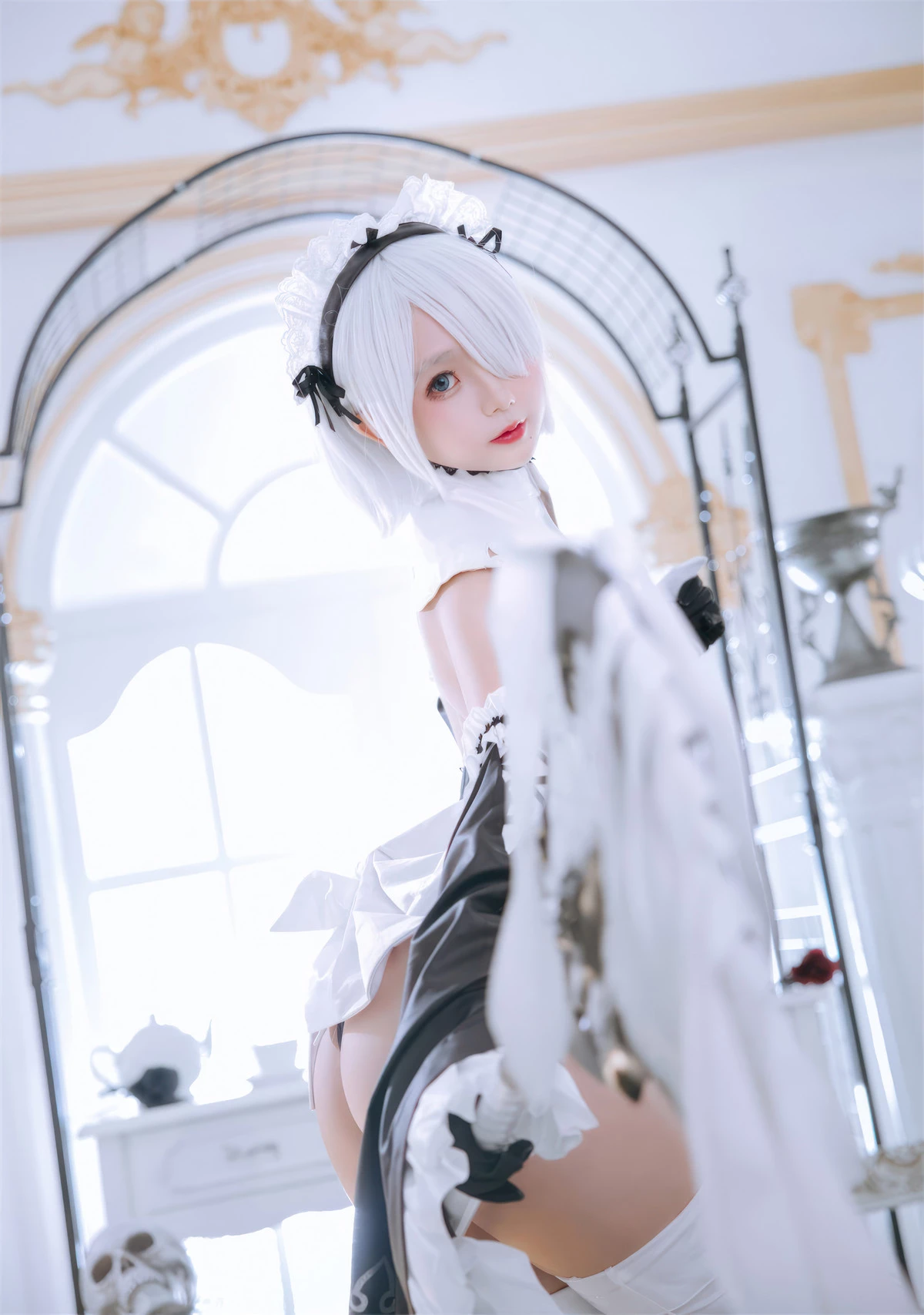 Xgyw.Org_Cosplay美女日奈娇2B奶盖女仆主题性感黑白情趣女仆装配白色腿袜秀完美身材诱惑写真86P