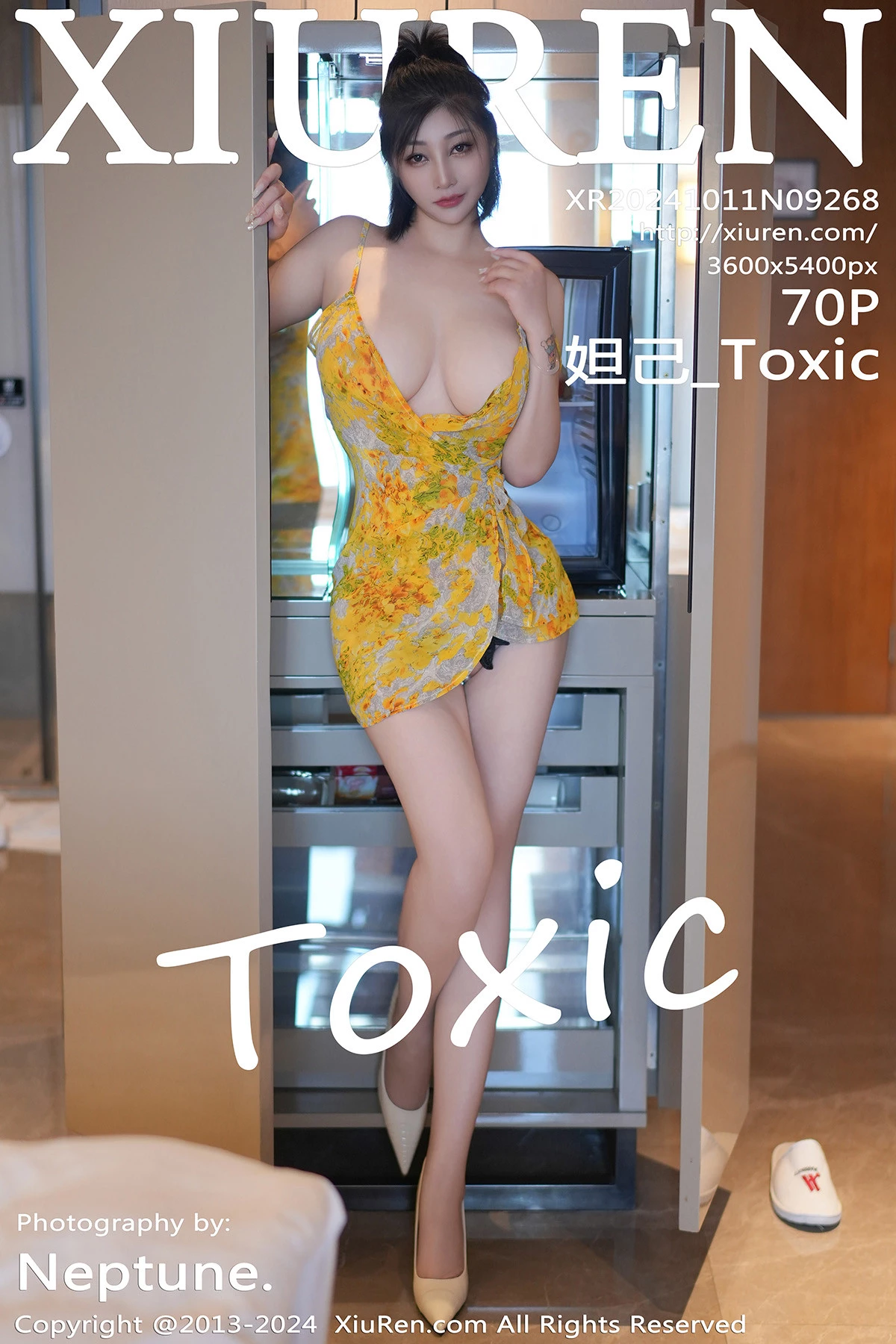 Xgyw.Org_XiuRen第9268期_女神妲己_Toxic性感黄色花纹吊带短裙秀雪峰美臀完美诱惑写真70P