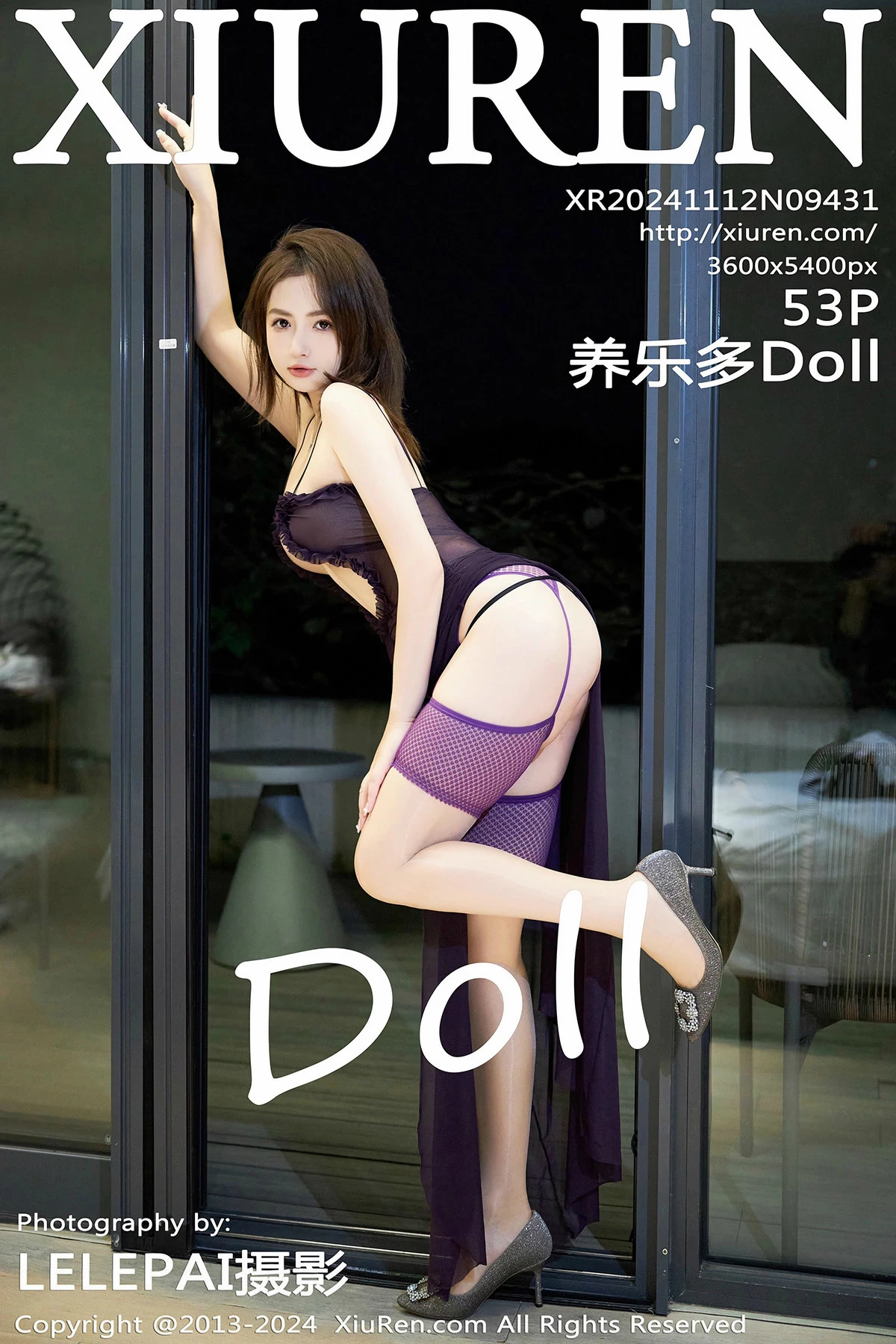Xgyw.Org_XiuRen第9431期_模特养乐多Doll性感紫色情趣服饰配肉丝吊袜秀完美身材诱惑写真53P