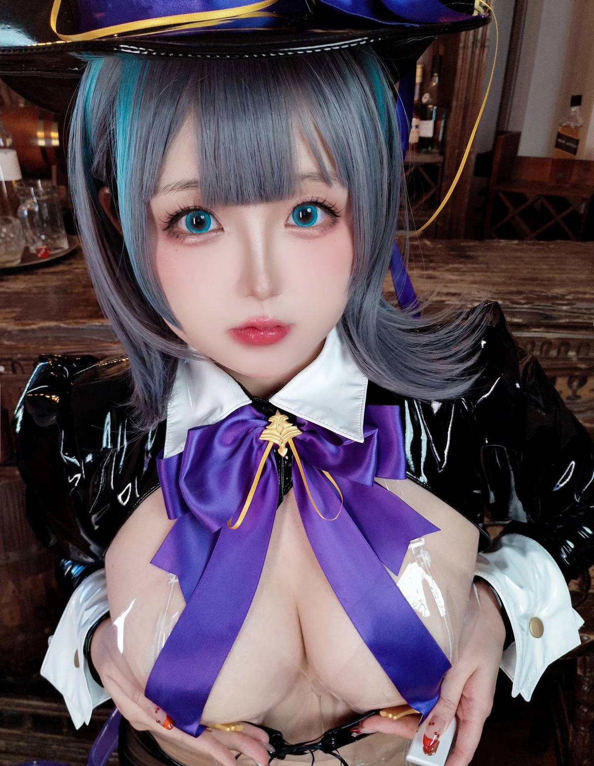 Xgyw.Org_Cosplay美女日奈娇柴郡魔术师主题性感透明连体胶衣配超薄黑丝秀丰满身材诱惑写真80P