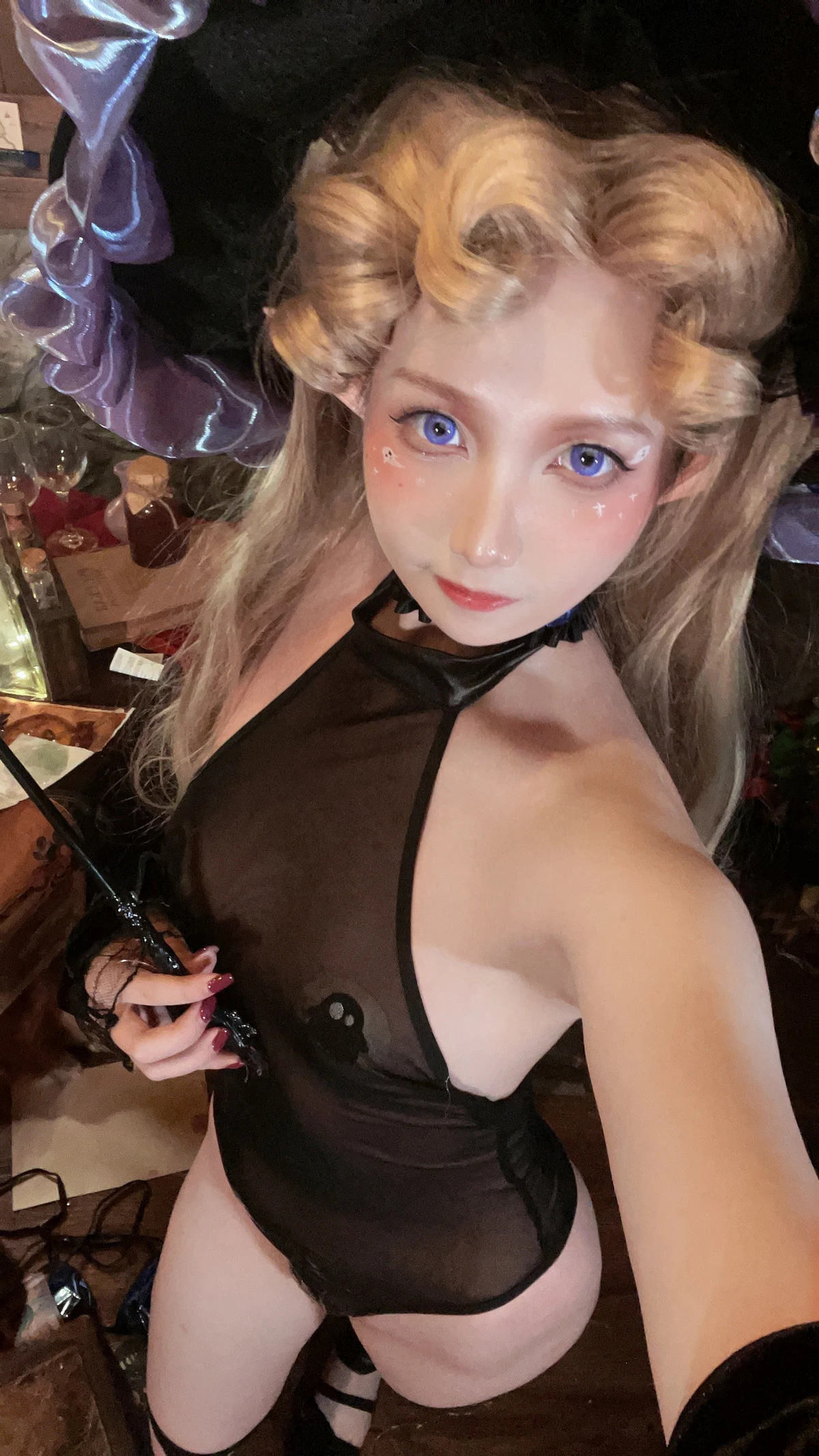 Xgyw.Org_Coser美女小和甜酒&橙风千雅-万圣双人魔女猫咪主题性感黑色薄透连体衣诱惑写真118P