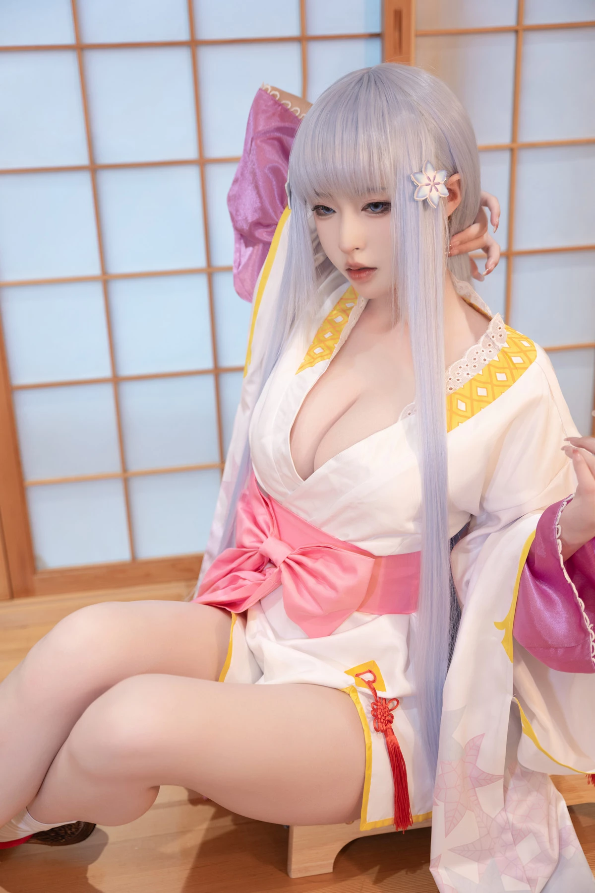 Xgyw.Org_性感尤物清水由乃雪女原服主题私房性感日系服饰半脱露白色内衣秀翘臀美腿诱惑写真58P
