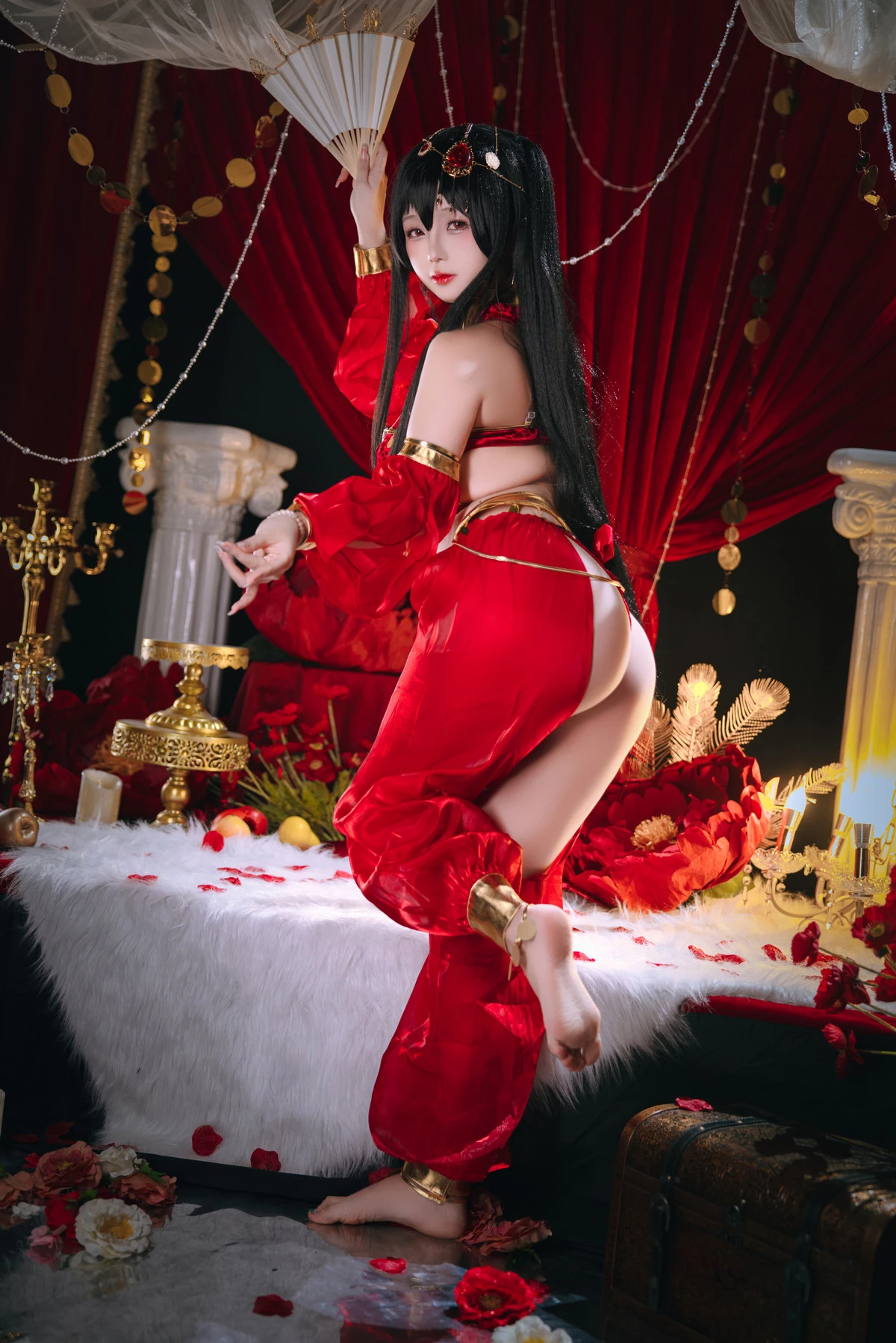 Xgyw.Org_Cosplay美女日奈娇大凤舞姬主题性感红色旗袍服饰露红色内衣秀翘臀美腿诱惑写真97P