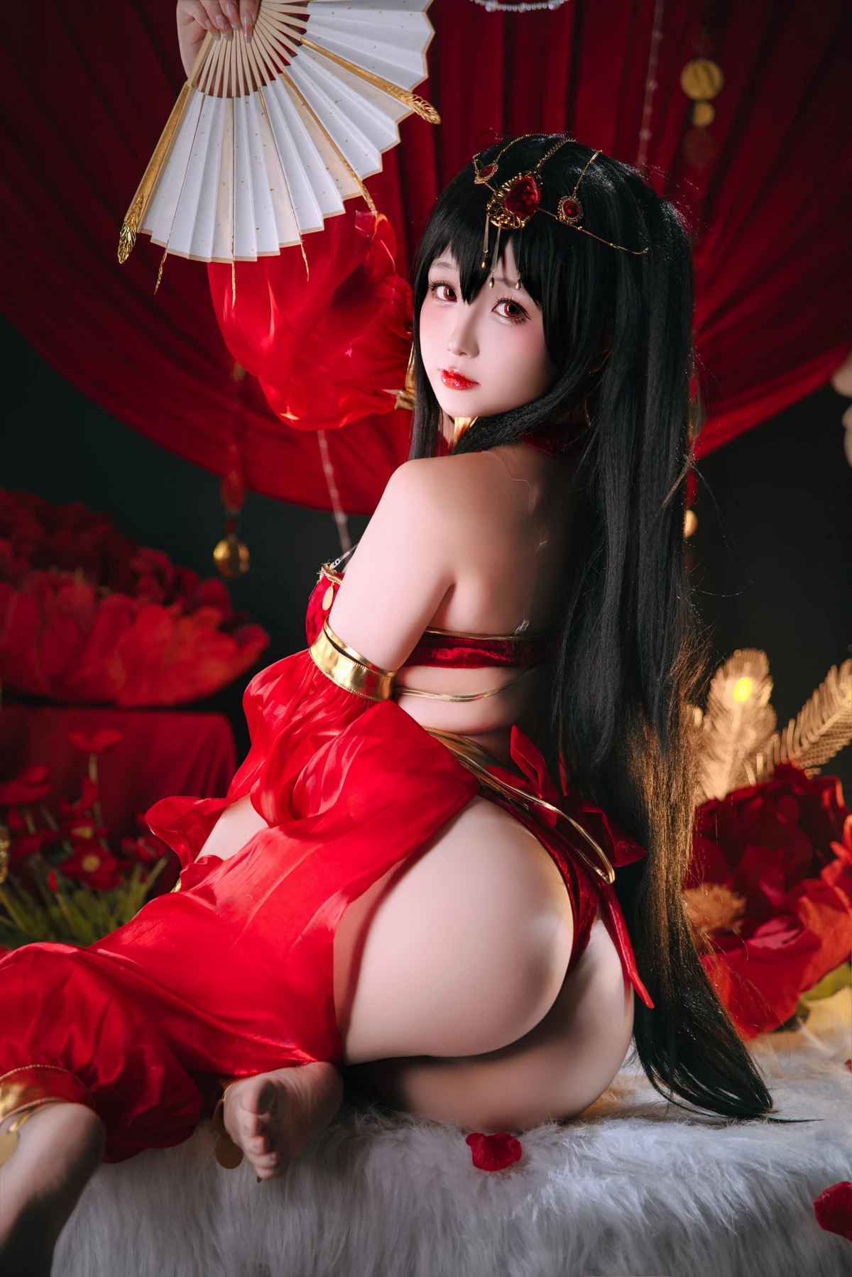 Xgyw.Org_Cosplay美女日奈娇大凤舞姬主题性感红色旗袍服饰露红色内衣秀翘臀美腿诱惑写真97P