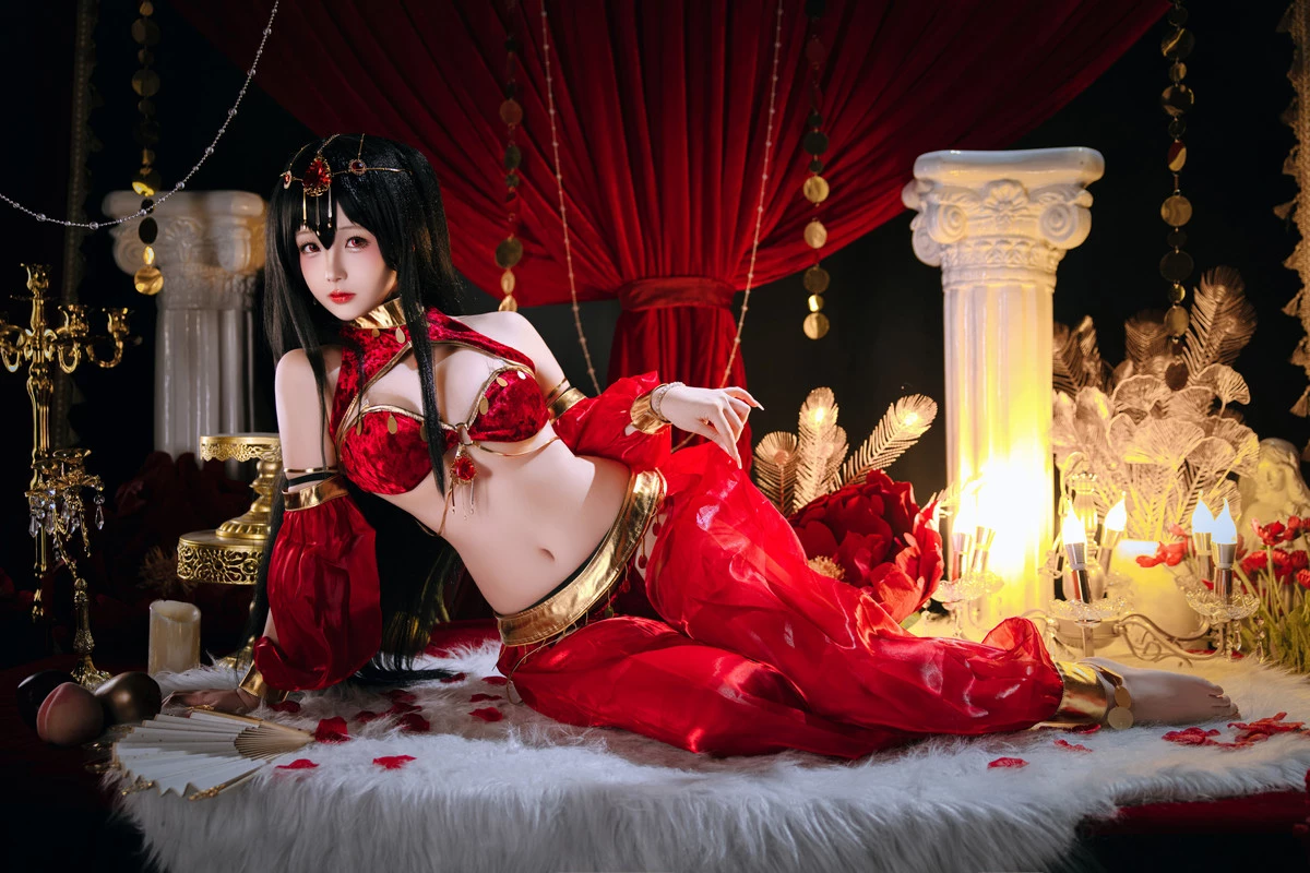 Xgyw.Org_Cosplay美女日奈娇大凤舞姬主题性感红色旗袍服饰露红色内衣秀翘臀美腿诱惑写真97P