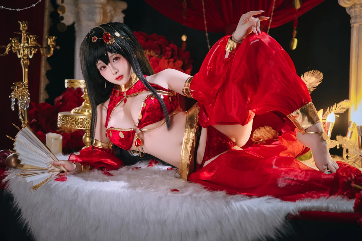 Xgyw.Org_Cosplay美女日奈娇大凤舞姬主题性感红色旗袍服饰露红色内衣秀翘臀美腿诱惑写真97P