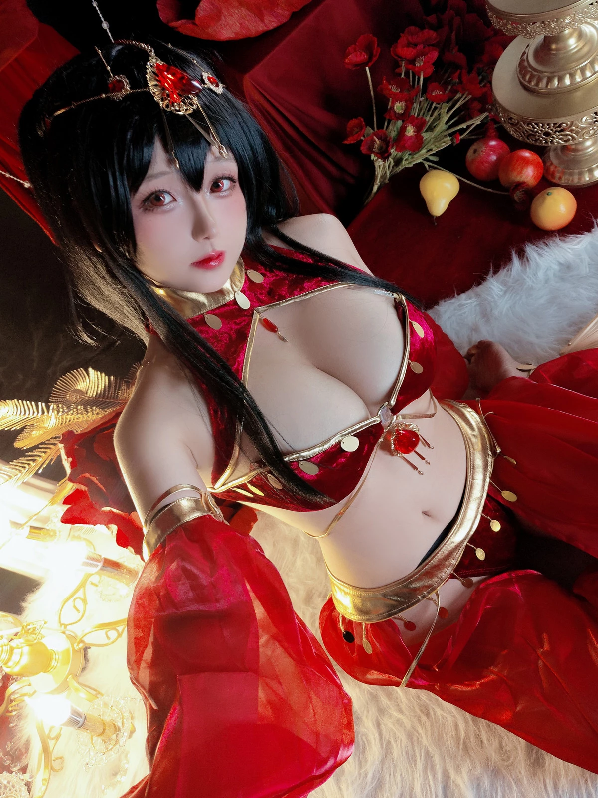 Xgyw.Org_Cosplay美女日奈娇大凤舞姬主题性感红色旗袍服饰露红色内衣秀翘臀美腿诱惑写真97P
