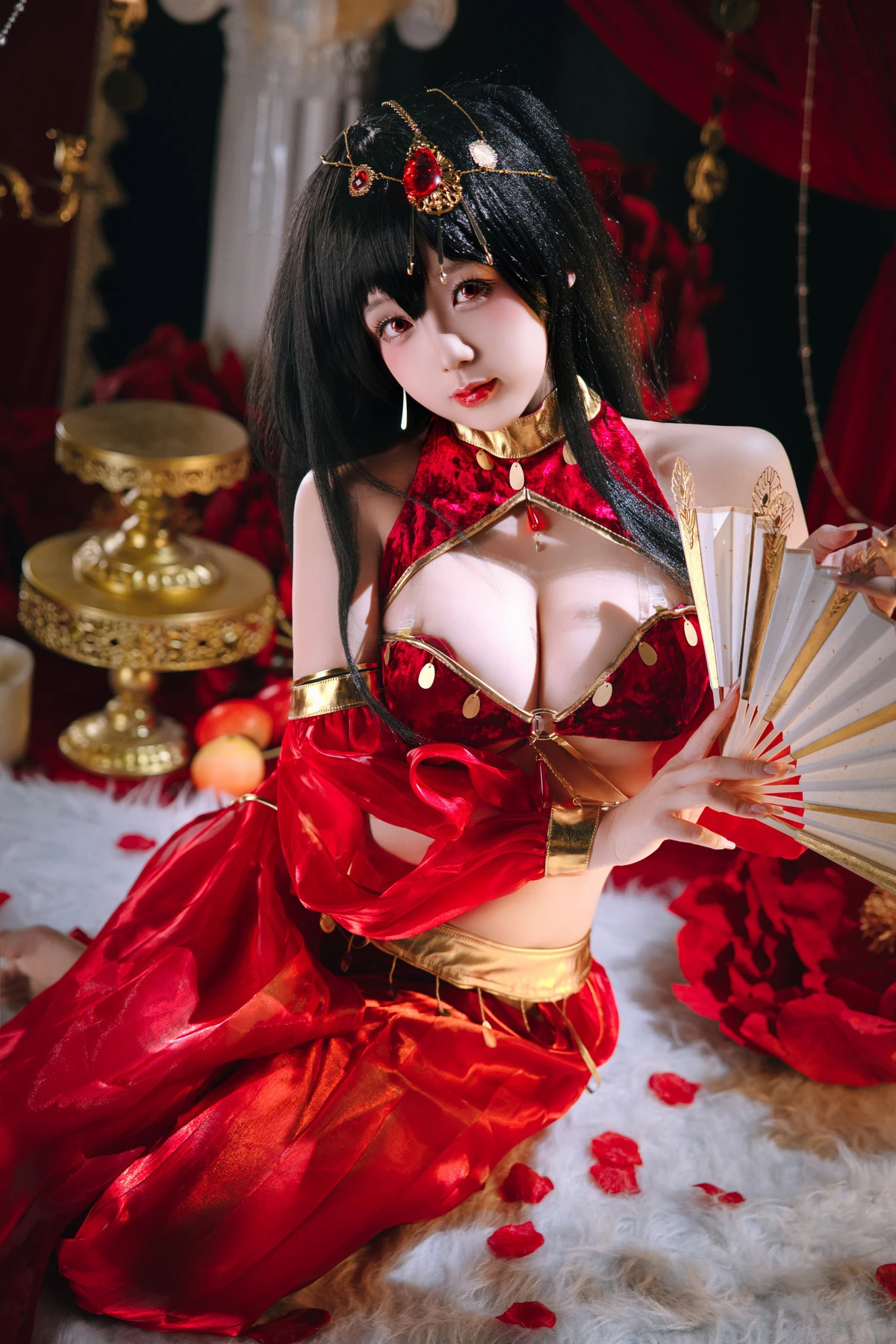 Xgyw.Org_Cosplay美女日奈娇大凤舞姬主题性感红色旗袍服饰露红色内衣秀翘臀美腿诱惑写真97P