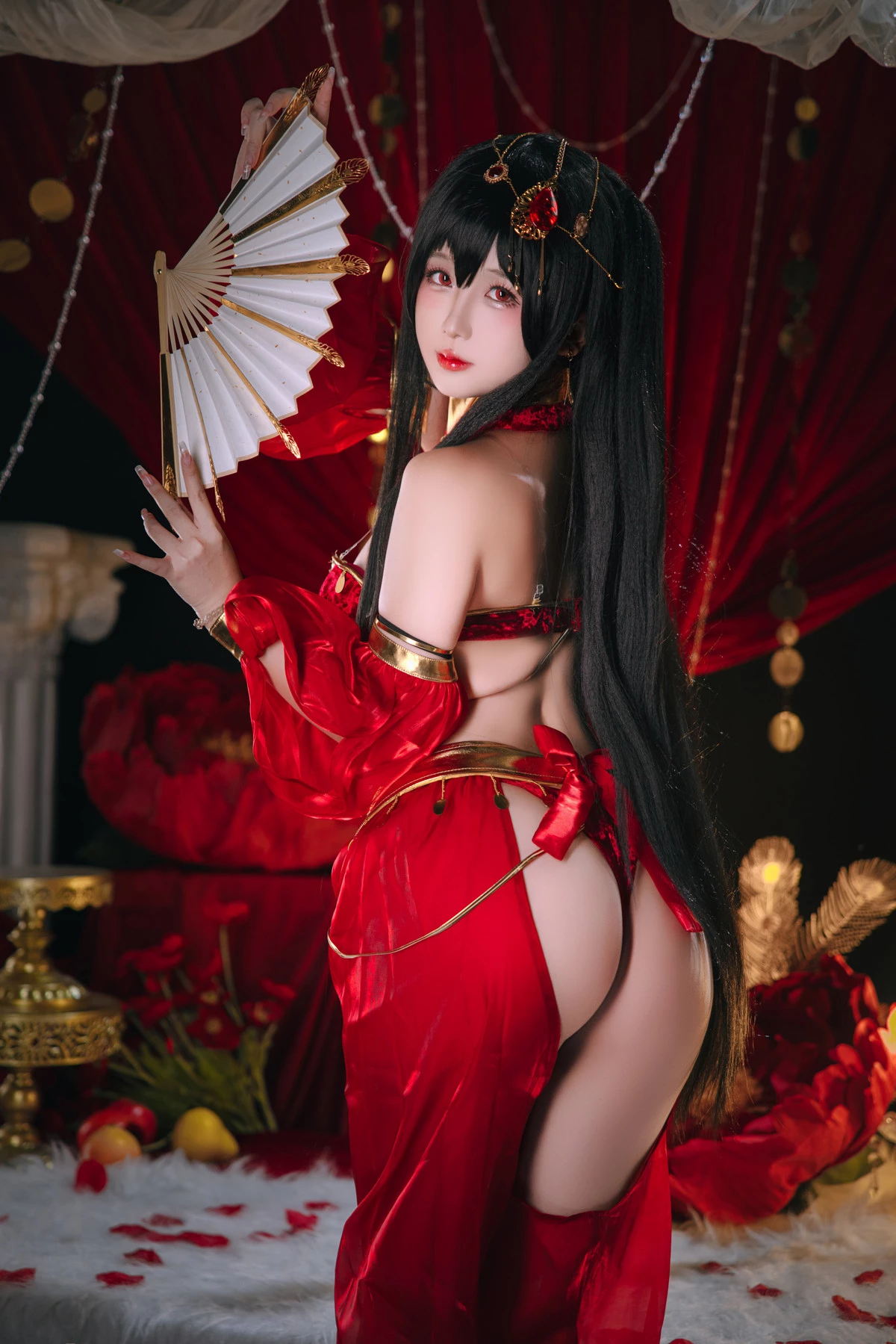 Xgyw.Org_Cosplay美女日奈娇大凤舞姬主题性感红色旗袍服饰露红色内衣秀翘臀美腿诱惑写真97P