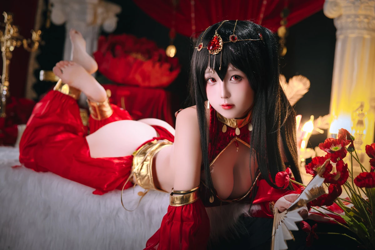 Xgyw.Org_Cosplay美女日奈娇大凤舞姬主题性感红色旗袍服饰露红色内衣秀翘臀美腿诱惑写真97P