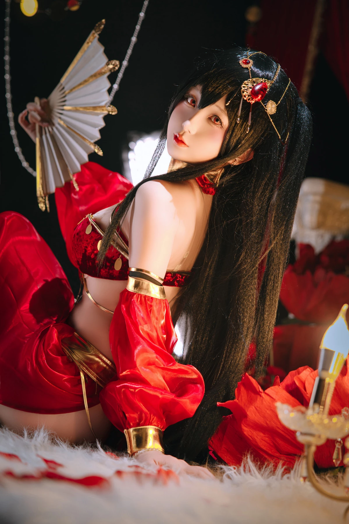 Xgyw.Org_Cosplay美女日奈娇大凤舞姬主题性感红色旗袍服饰露红色内衣秀翘臀美腿诱惑写真97P