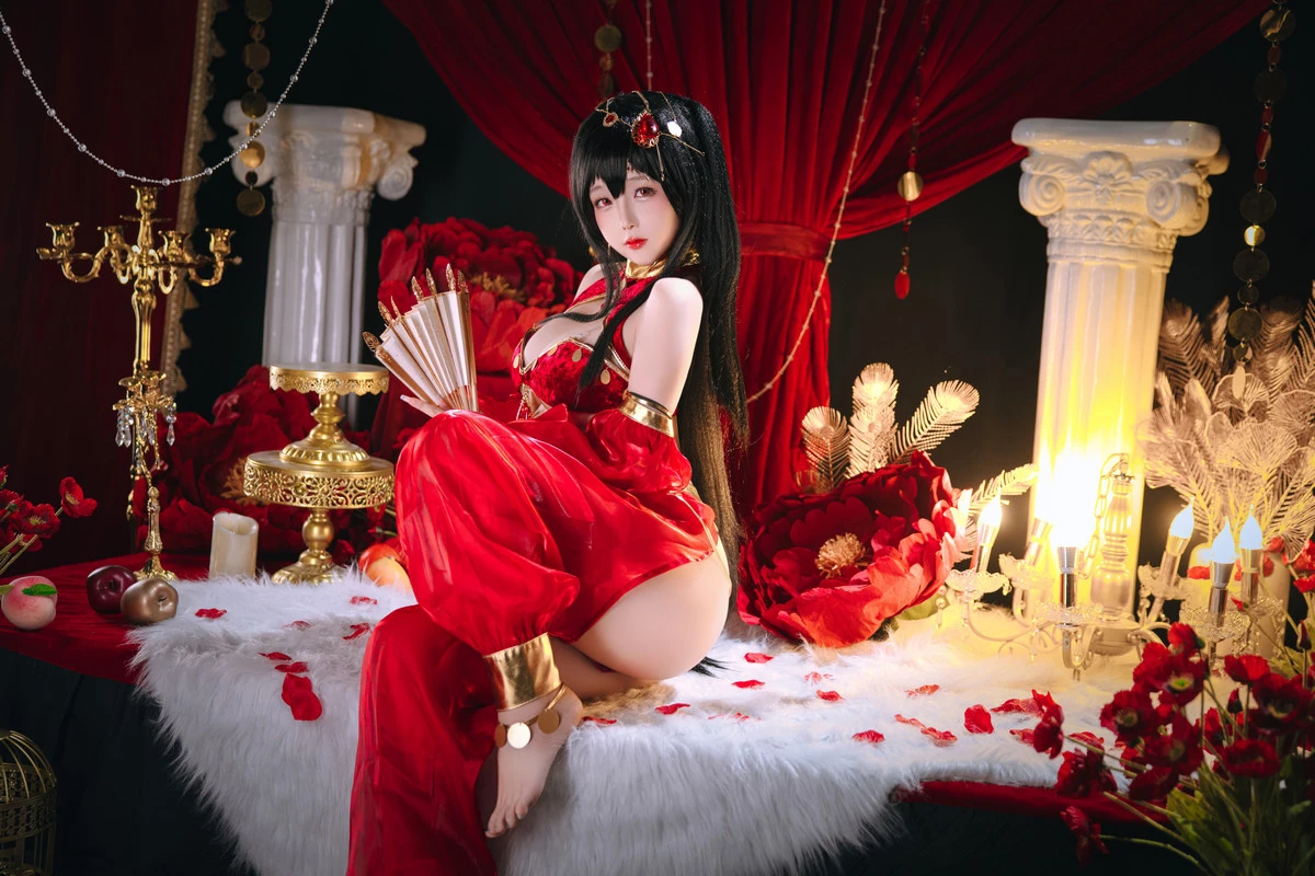 Xgyw.Org_Cosplay美女日奈娇大凤舞姬主题性感红色旗袍服饰露红色内衣秀翘臀美腿诱惑写真97P