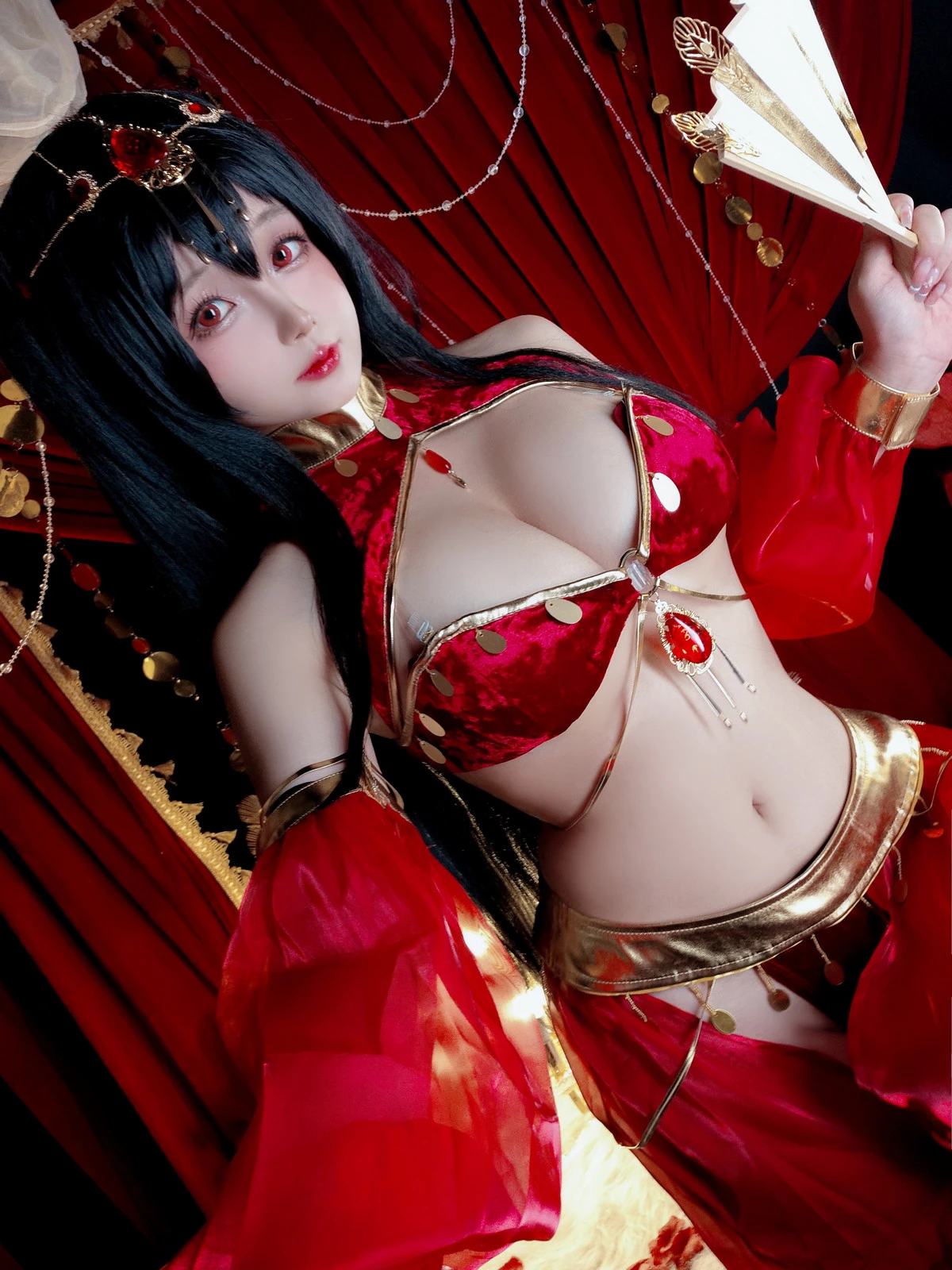 Xgyw.Org_Cosplay美女日奈娇大凤舞姬主题性感红色旗袍服饰露红色内衣秀翘臀美腿诱惑写真97P