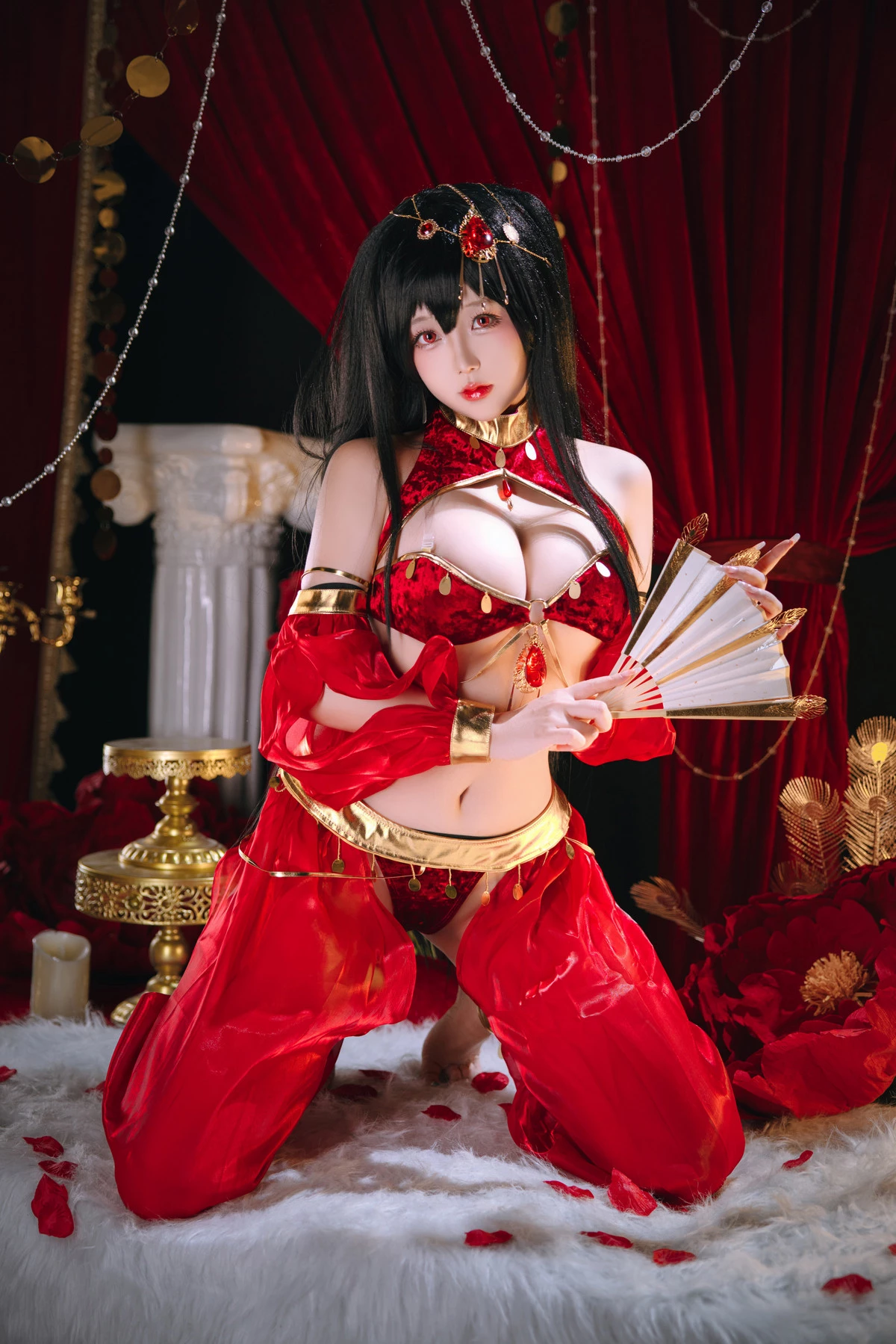Xgyw.Org_Cosplay美女日奈娇大凤舞姬主题性感红色旗袍服饰露红色内衣秀翘臀美腿诱惑写真97P