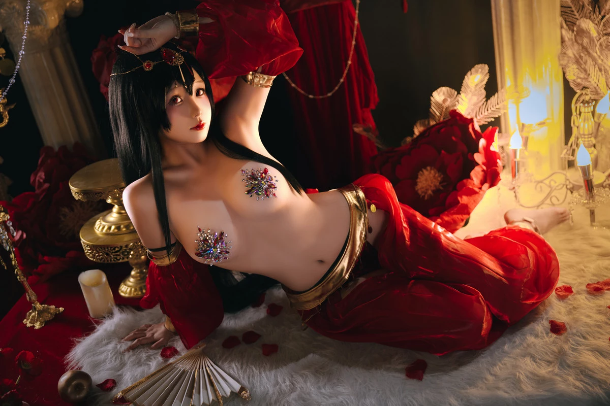 Xgyw.Org_Cosplay美女日奈娇大凤舞姬主题性感红色旗袍服饰露红色内衣秀翘臀美腿诱惑写真97P