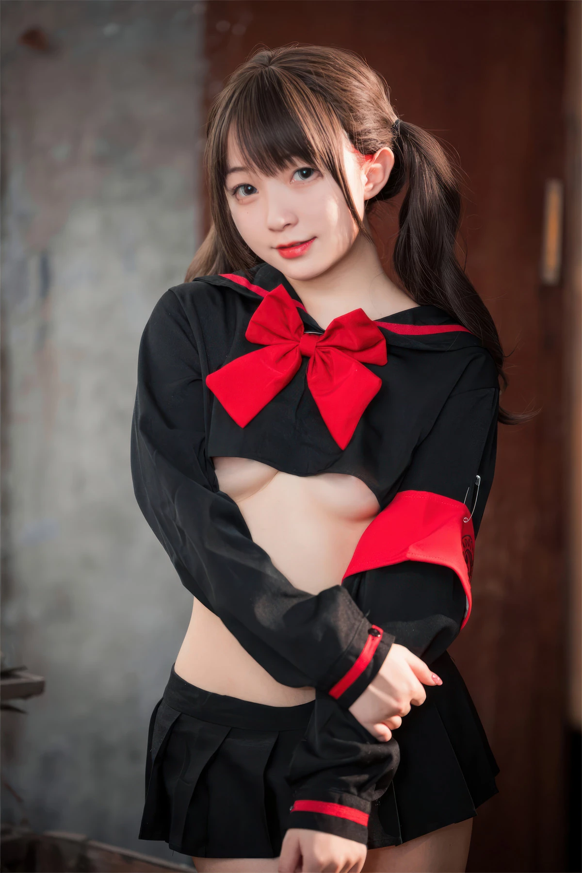 Xgyw.Org_网络美女花铃南半球JK主题户外性感黑色JK制服露白色内衣配黑丝袜秀美腿诱惑写真126P