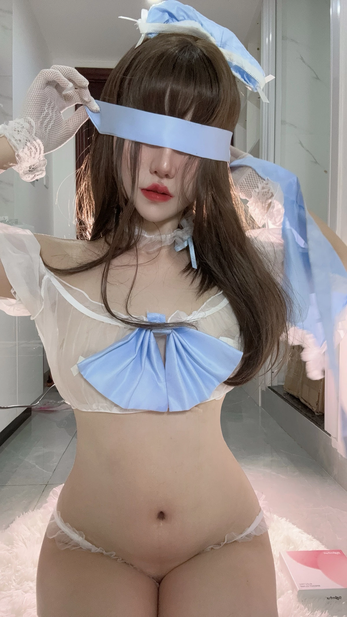Xgyw.Org_鬼马少女阿薰kaOri蓝色奶油蛋糕主题私房性感薄纱情趣服饰配白丝网袜秀美腿诱惑写真24P