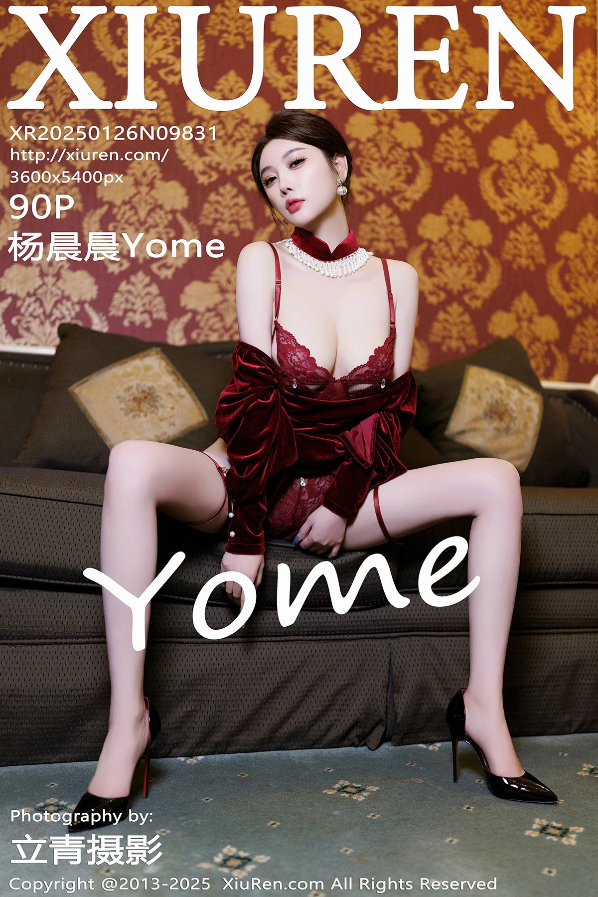 Xgyw.Org_XiuRen第9831期_女神杨晨晨Yome性感深色旗袍+红色蕾丝内衣秀丰腴身材诱惑写真90P