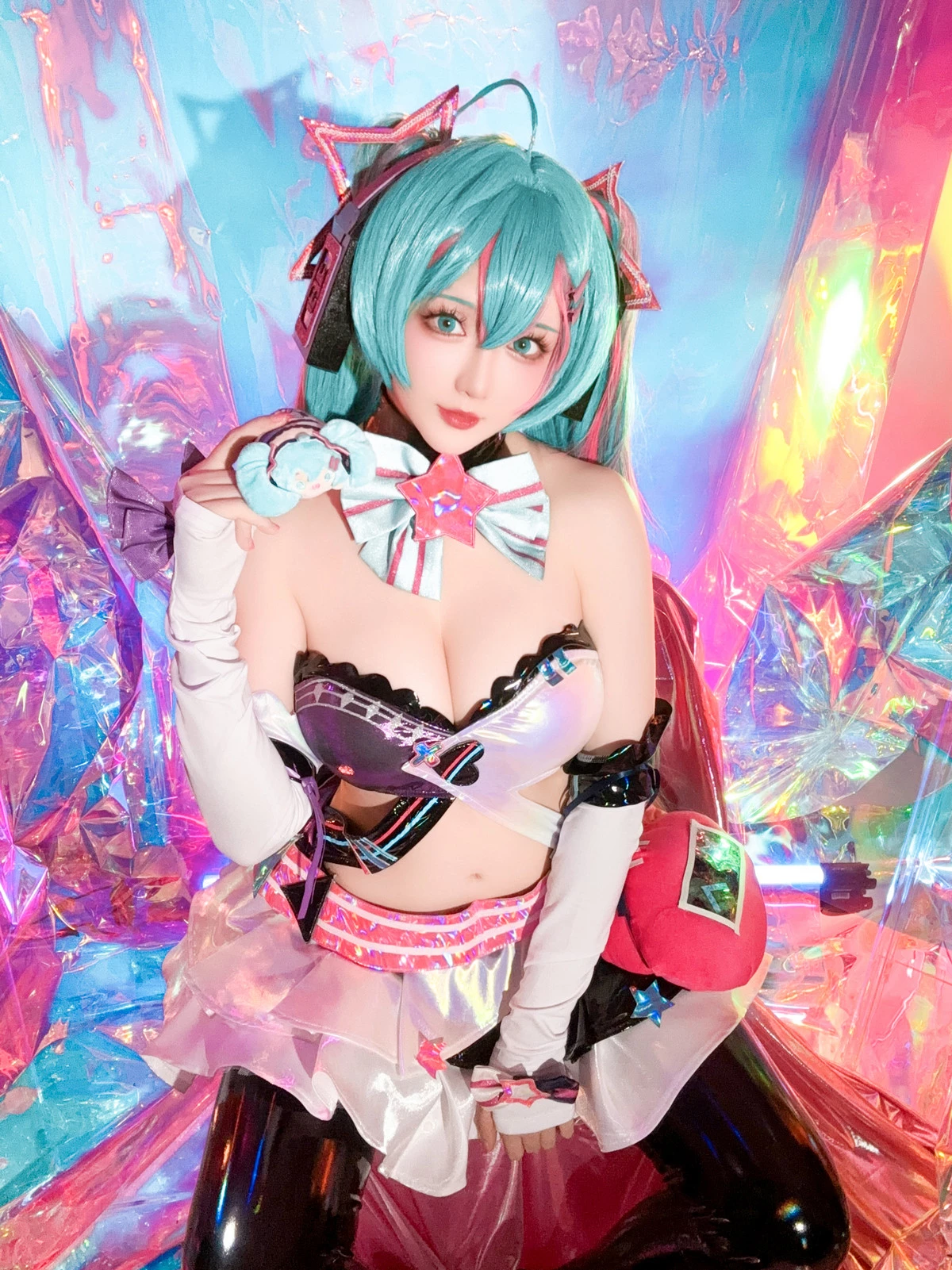 Xgyw.Org_Coser小姐姐星之迟迟Miku初音未来喵斯快跑主题性感内衣配黑皮长袜秀完美身材诱惑写真73P