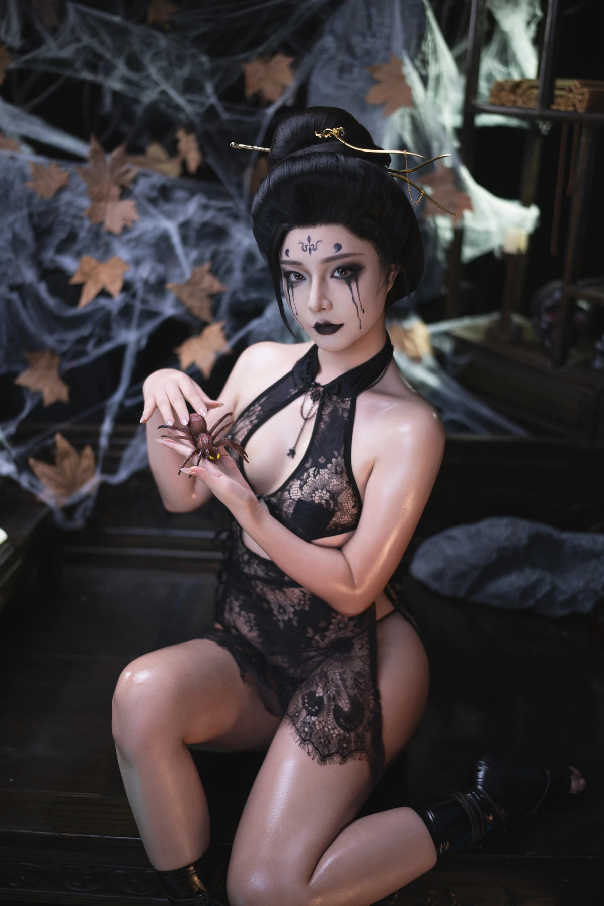 Xgyw.Org_网络美女Yuuhui玉汇黑神话·四妹主题半脱露性感黑色内衣秀油亮肌肤惹火身材诱惑写真147P