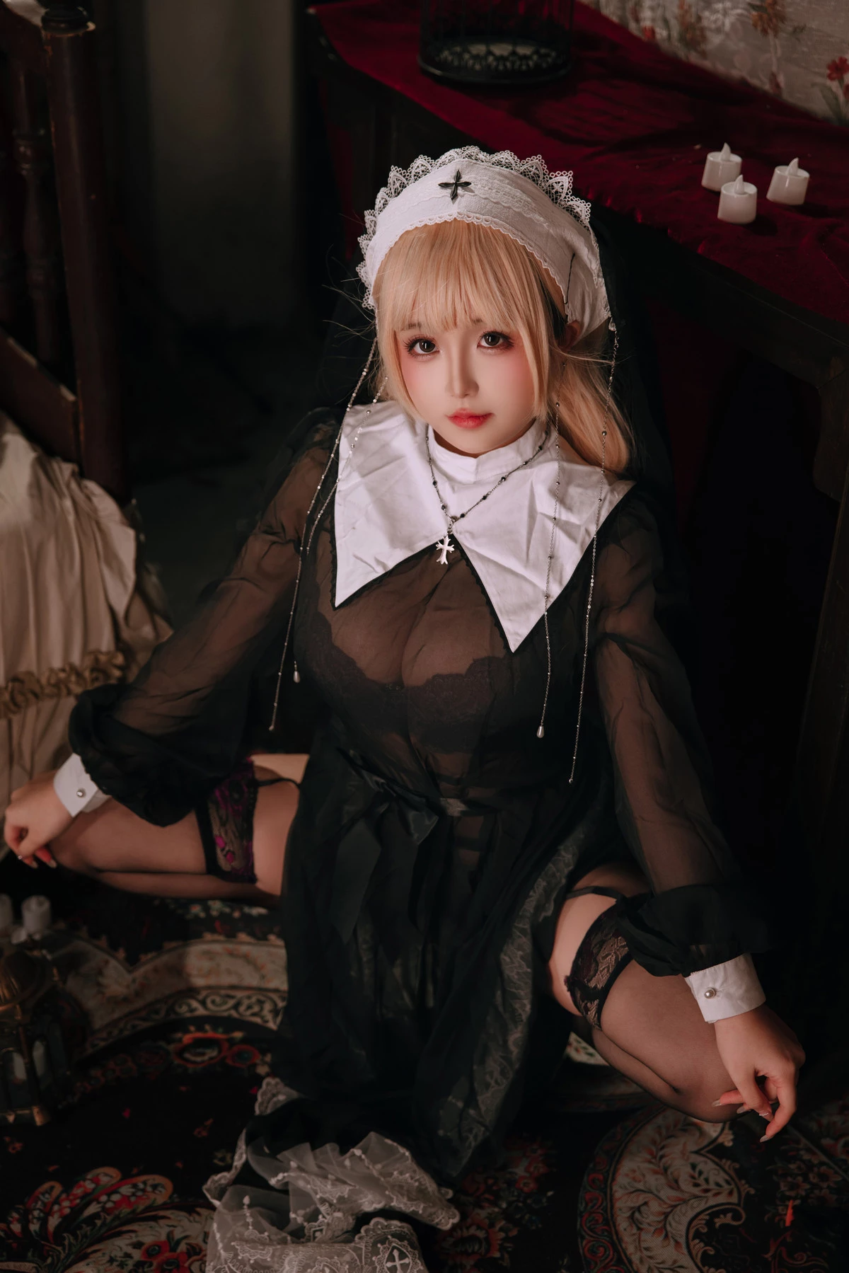 Xgyw.Org_Cosplay美女日奈娇禁忌修女主题私房性感蕾丝内衣+血滴子秀丰腴身材惹火诱惑写真160P