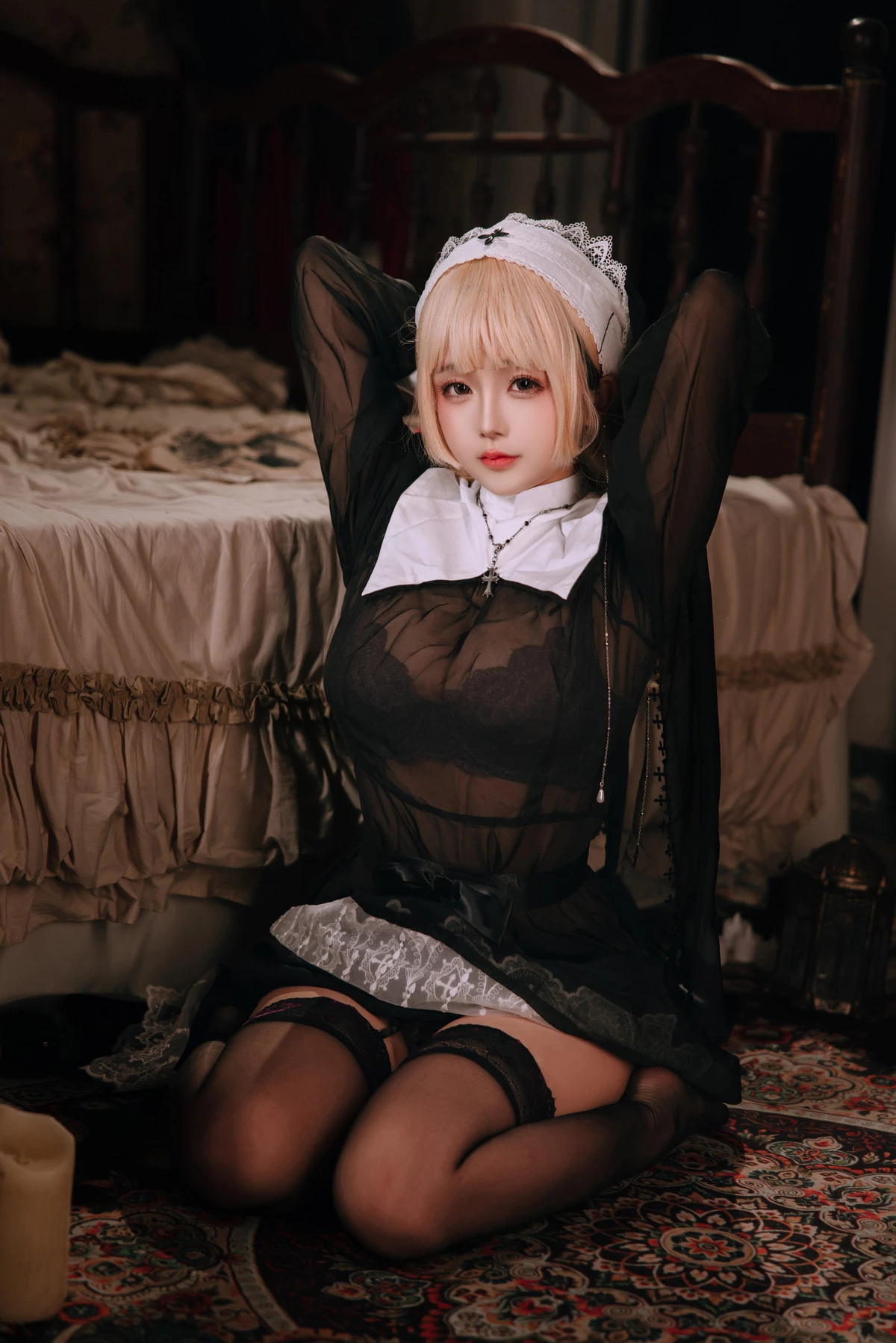 Xgyw.Org_Cosplay美女日奈娇禁忌修女主题私房性感蕾丝内衣+血滴子秀丰腴身材惹火诱惑写真160P