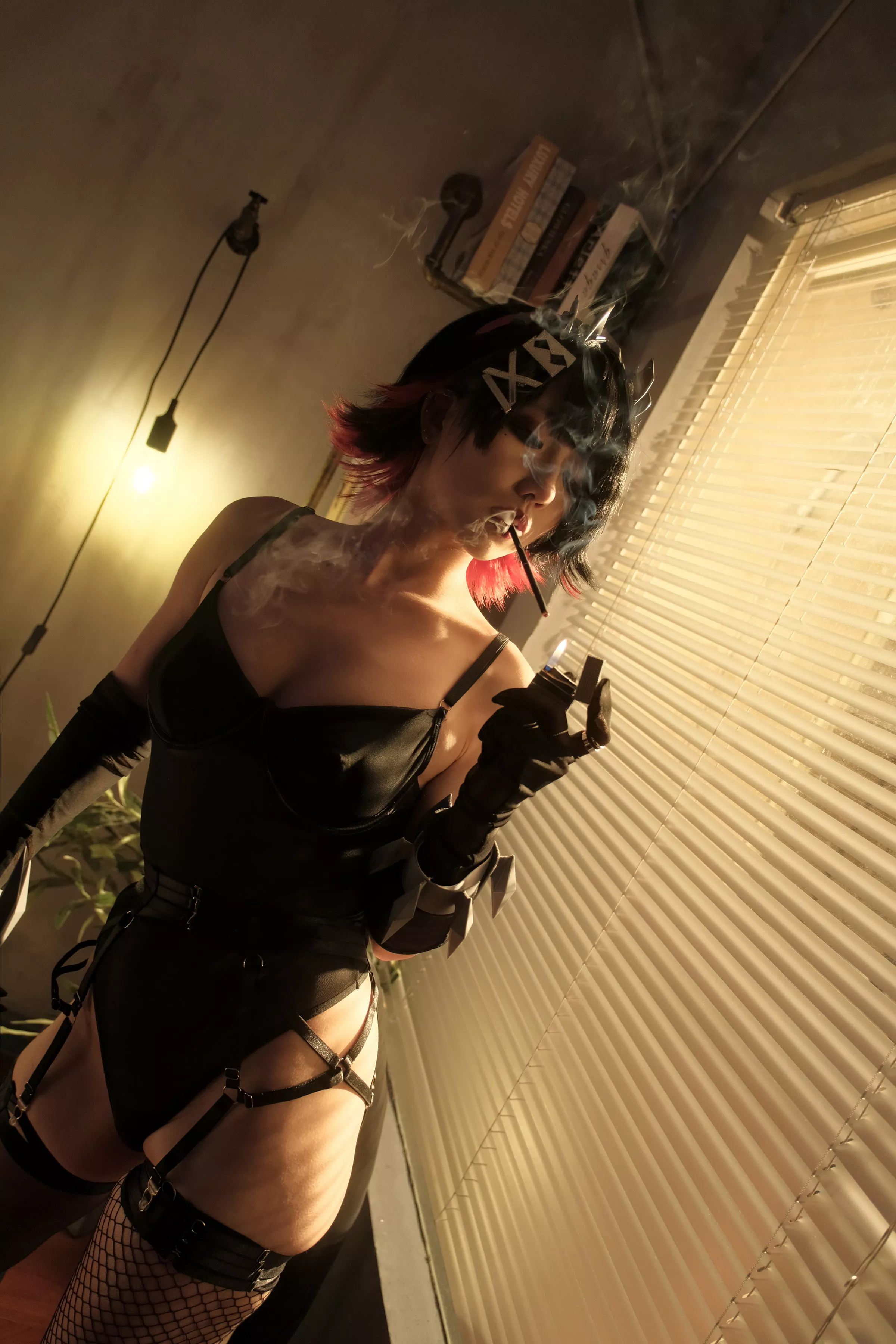 Xgyw.Org_网络美女绞肉姬Walküre绝区零艾莲·乔主题性感黑色高叉连体衣配黑丝网袜秀完美身材诱惑写真99P