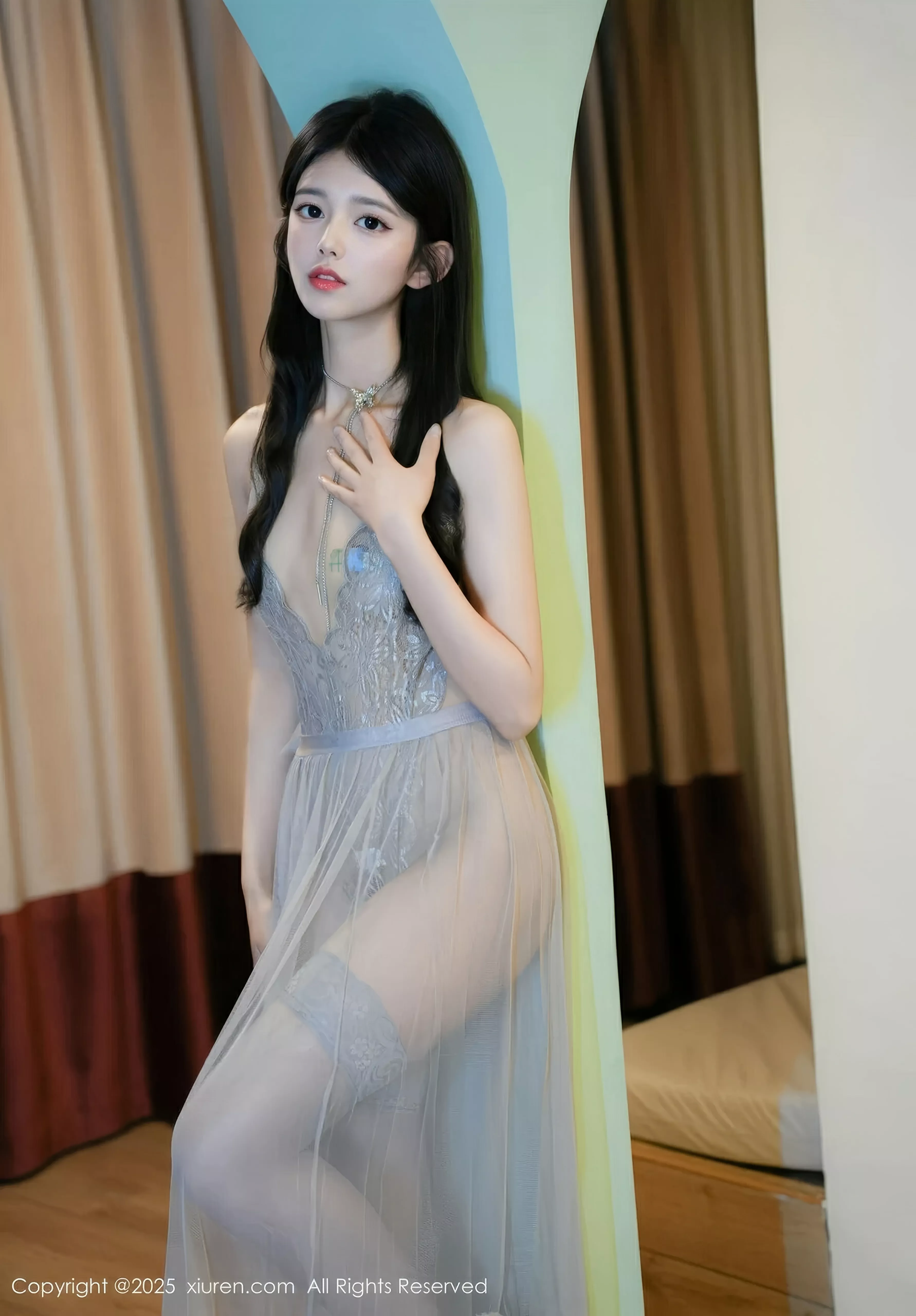 Xgyw.Org_XiuRen第10334期_模特美少女@性感薄纱情趣长裙配灰色丝袜秀柔美身姿诱惑写真52P