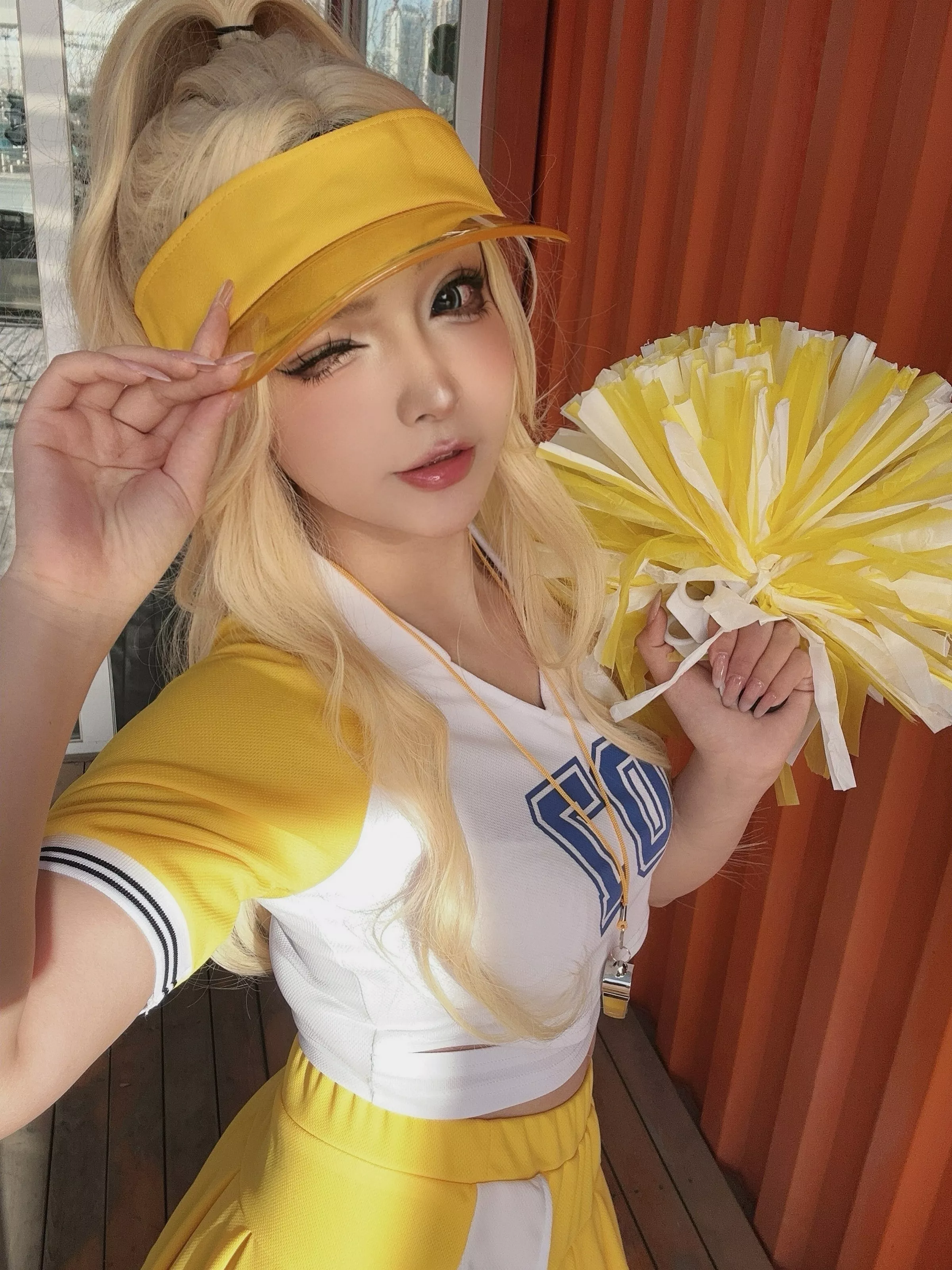 Xgyw.Org_网络美女yuuhui玉汇美式甜心主题性感啦啦队服饰黄色短裙秀美腿翘臀撩人诱惑写真43P