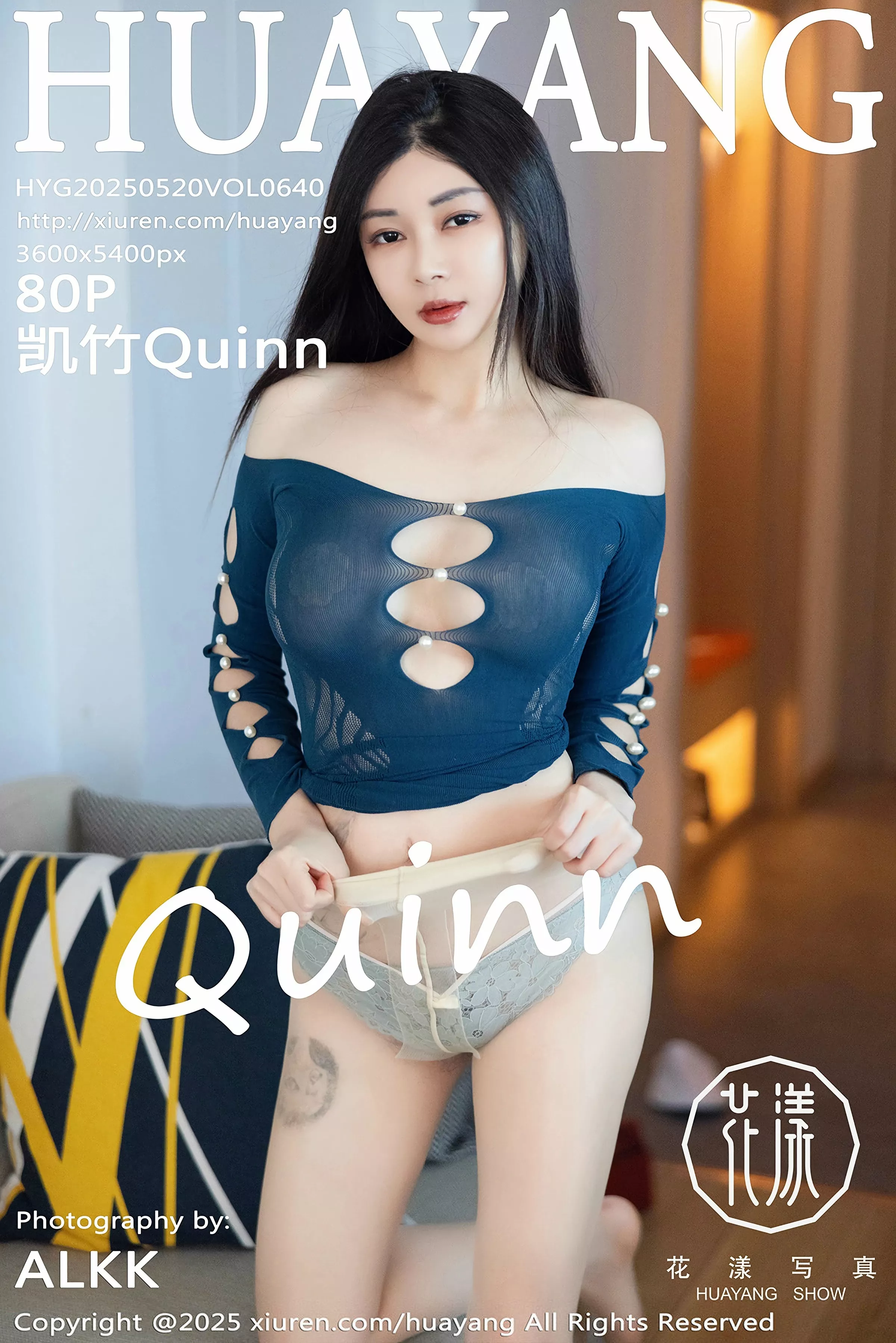 Xgyw.Org_[HuaYang花漾]Vol.640_模特凯竹Quinn性感蓝色连衣短裙配超薄肉丝秀丰腴身姿诱惑写真80P