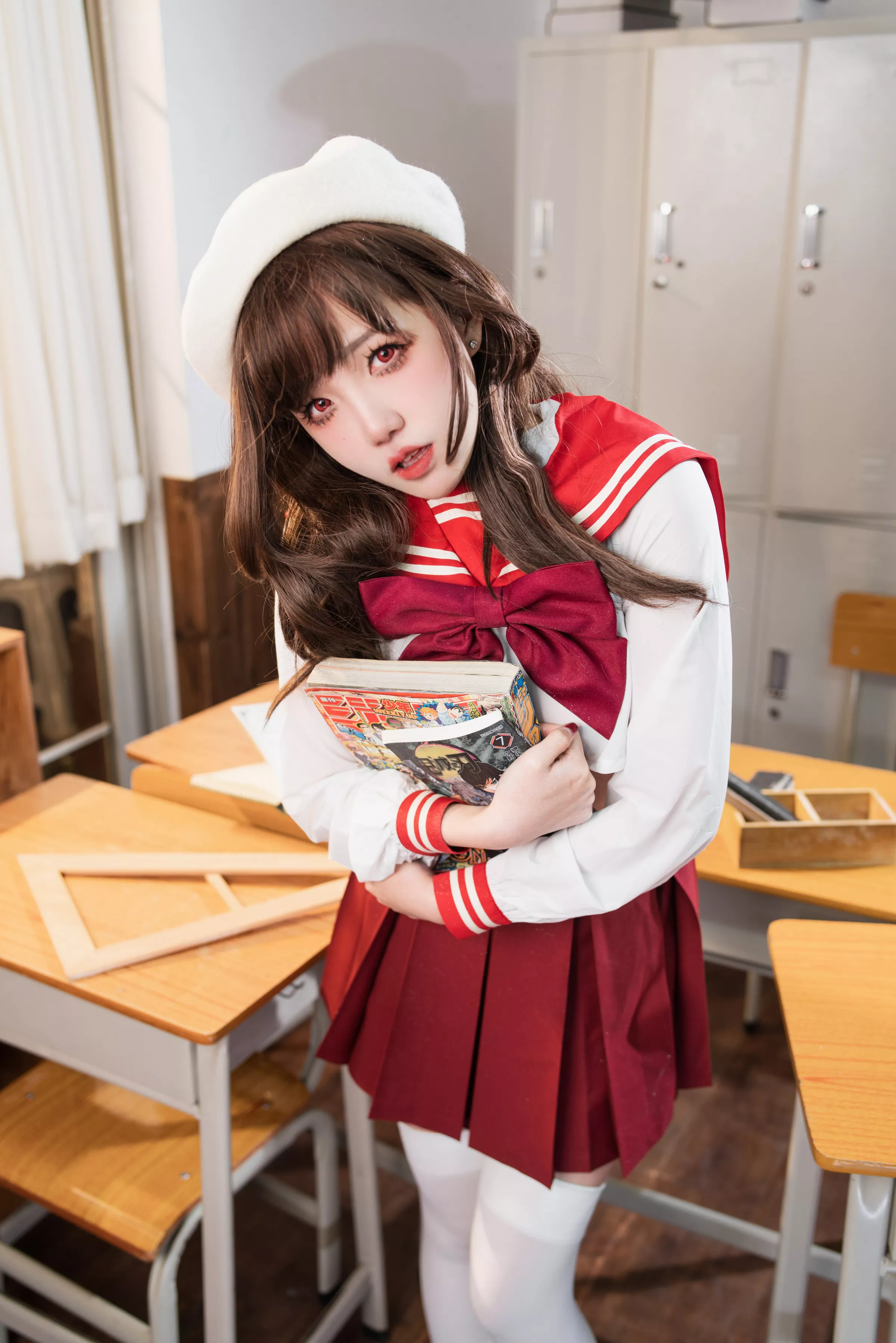 Xgyw.Org_鬼马少女阿薰kaOri白虎女高中生主题性感学生制服露白色连体内衣秀惹火身材诱惑写真79P