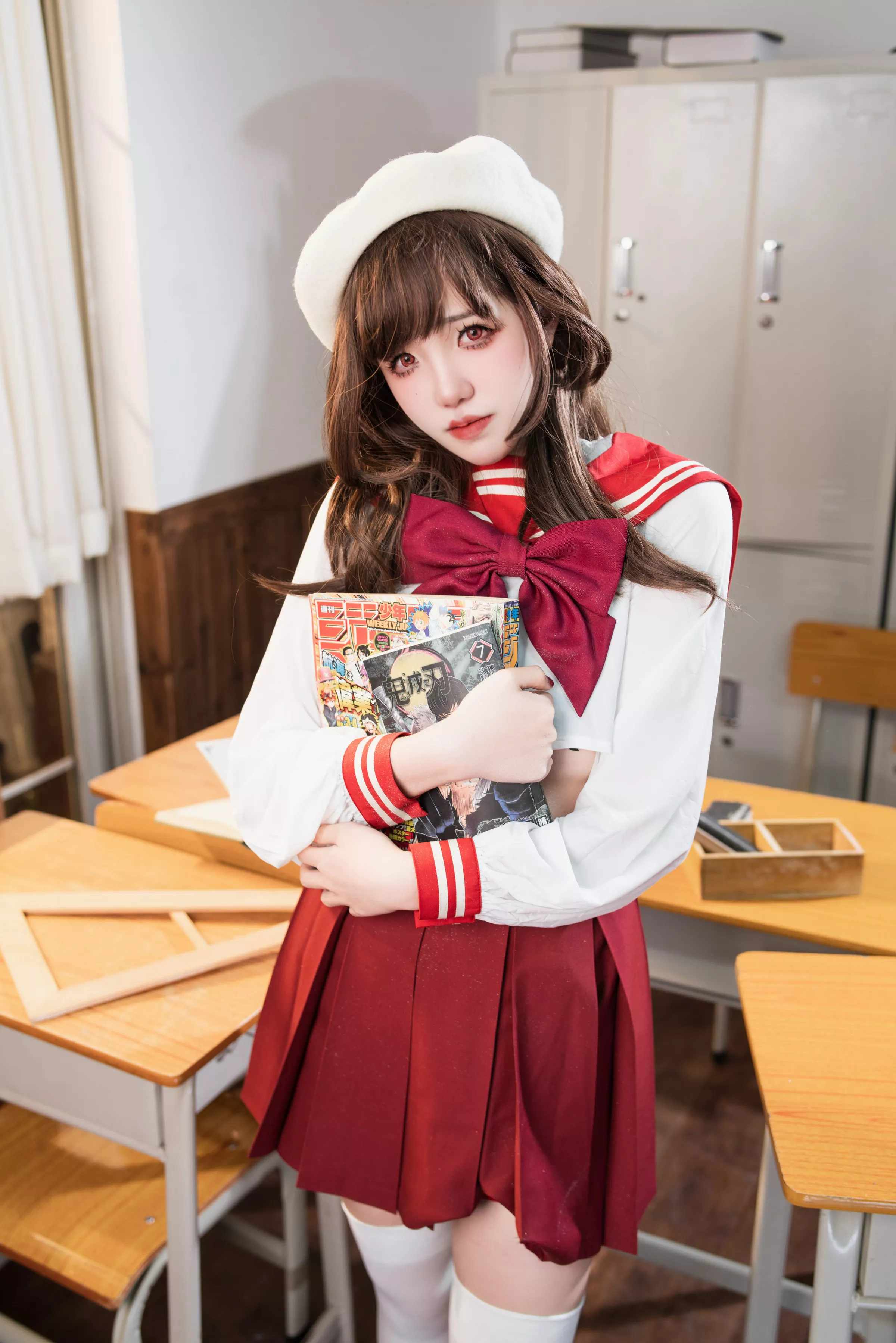 Xgyw.Org_鬼马少女阿薰kaOri白虎女高中生主题性感学生制服露白色连体内衣秀惹火身材诱惑写真79P
