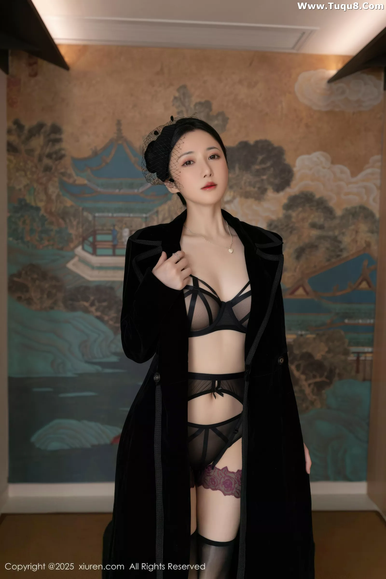 Xgyw.Org_[XiuRen秀人网]No.10564_模特鱼子酱Fish性感黑色情趣内衣配黑丝吊袜秀曼妙身姿诱惑写真80P