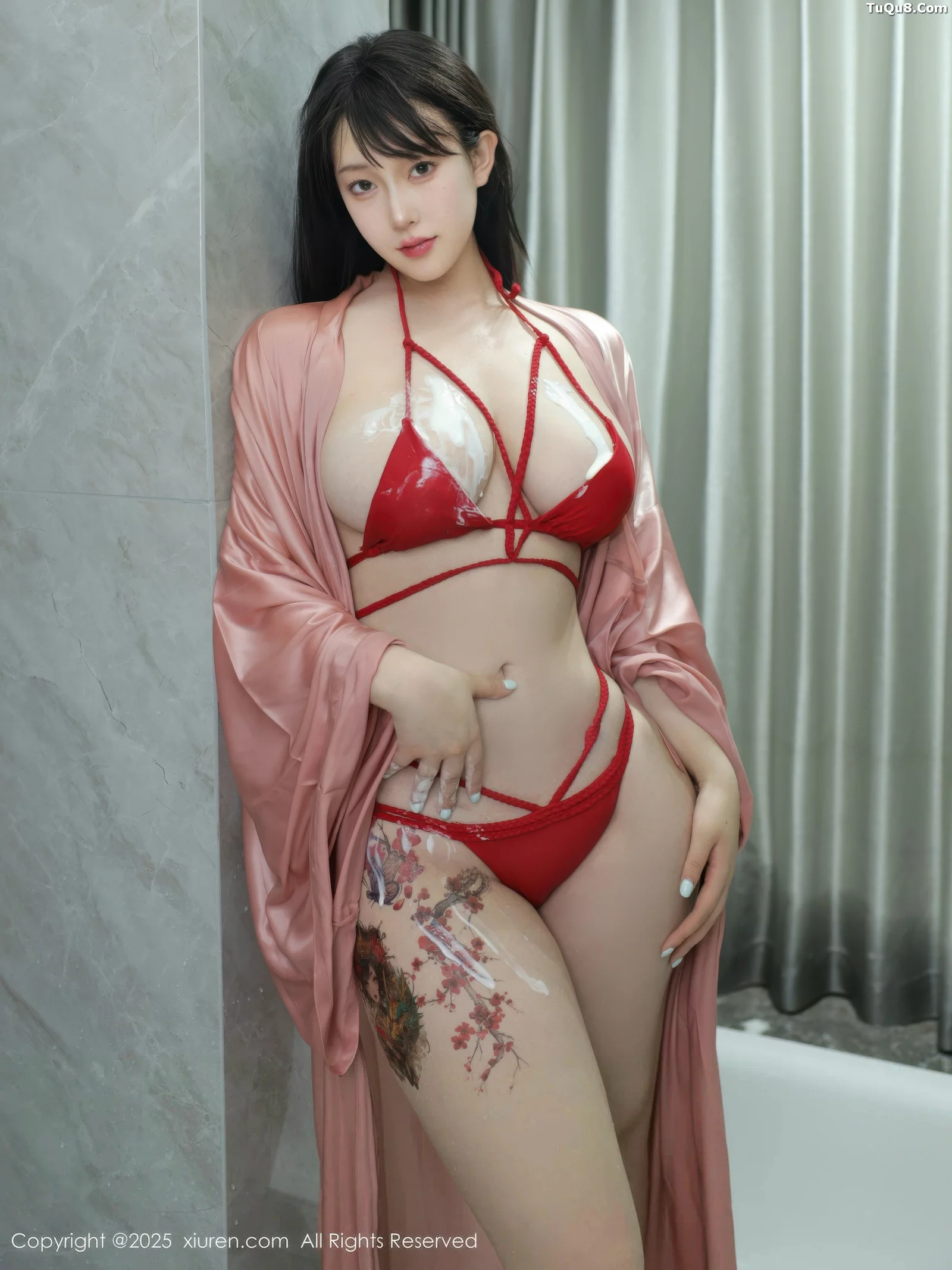 Xgyw.Org_[XiuRen秀人网]No.10724_模特李沁恩lrene浴室场景性感红色比基尼秀丰腴身材撩人诱惑写真79P