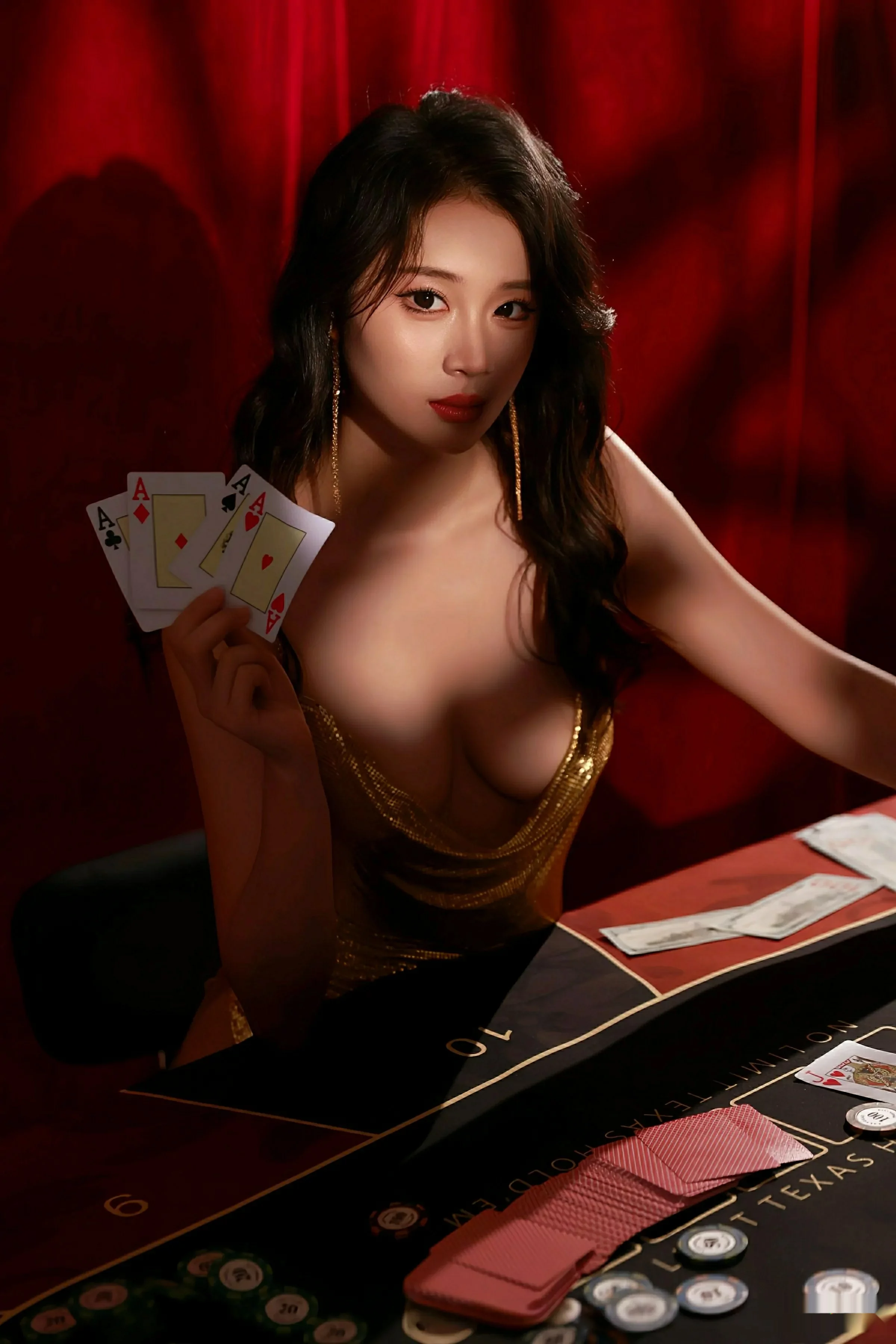 Xgyw.Org_[XiuRen秀人网]No.10681_模特南乔性感金色吊带服饰+红色情趣内衣秀惹火身材撩人诱惑写真70P
