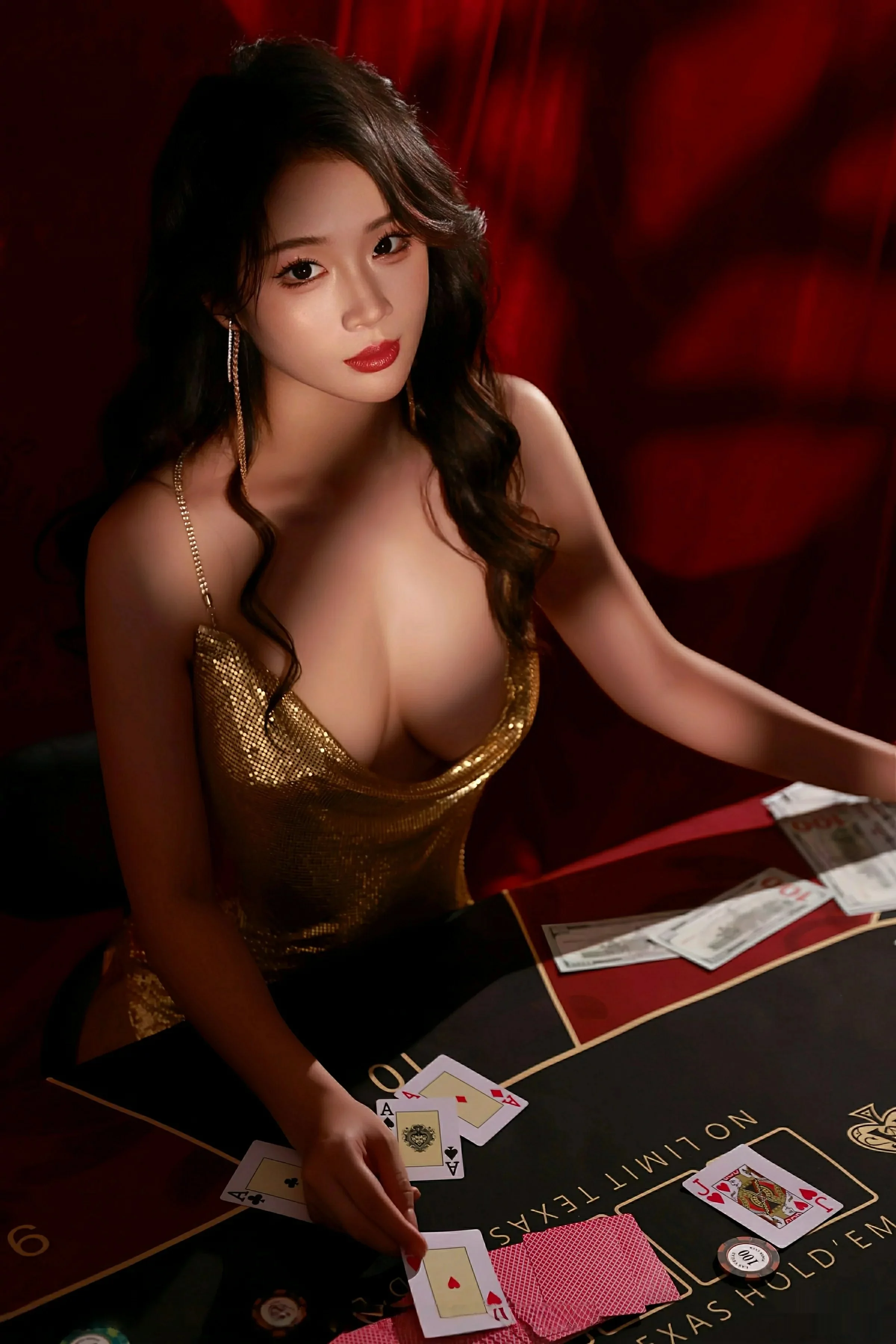 Xgyw.Org_[XiuRen秀人网]No.10681_模特南乔性感金色吊带服饰+红色情趣内衣秀惹火身材撩人诱惑写真70P